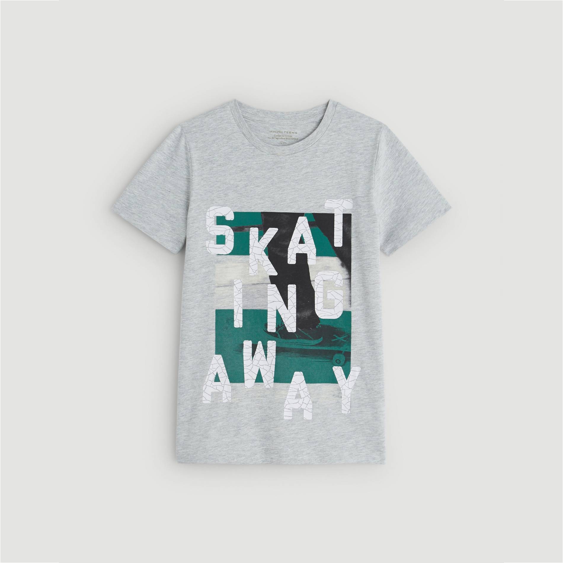 T-shirt imprime en coton BIO, Gris clair, large image number 1