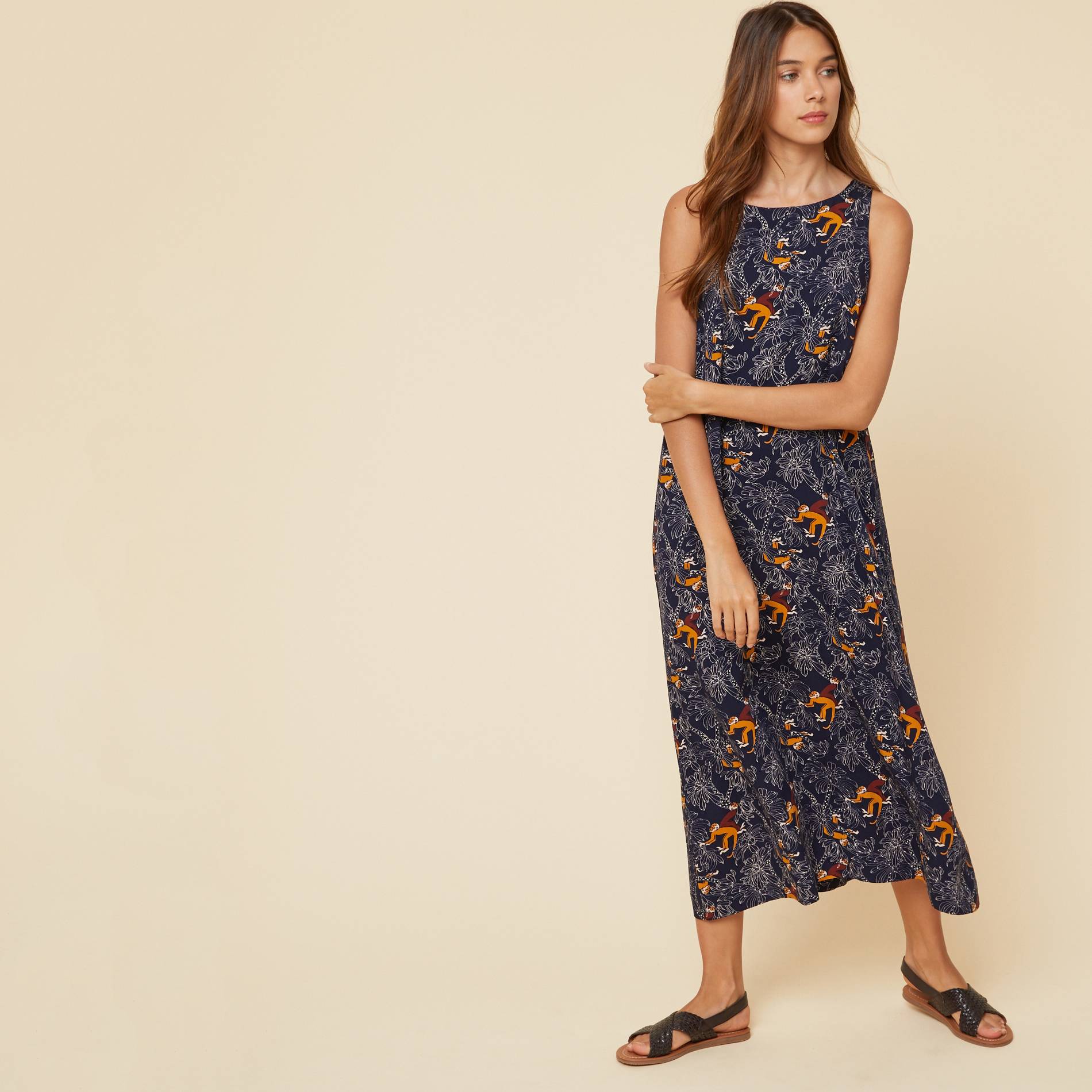Robe longue imprimee, Indigo, large image number 0