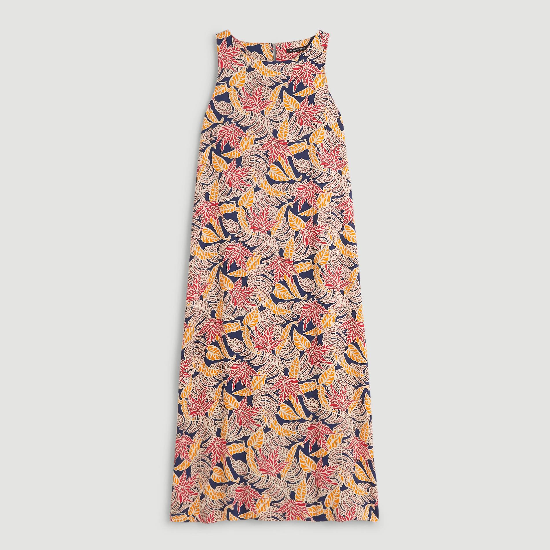 Robe longue sans manches col rond imprime floral, Indigo, large image number 2.0