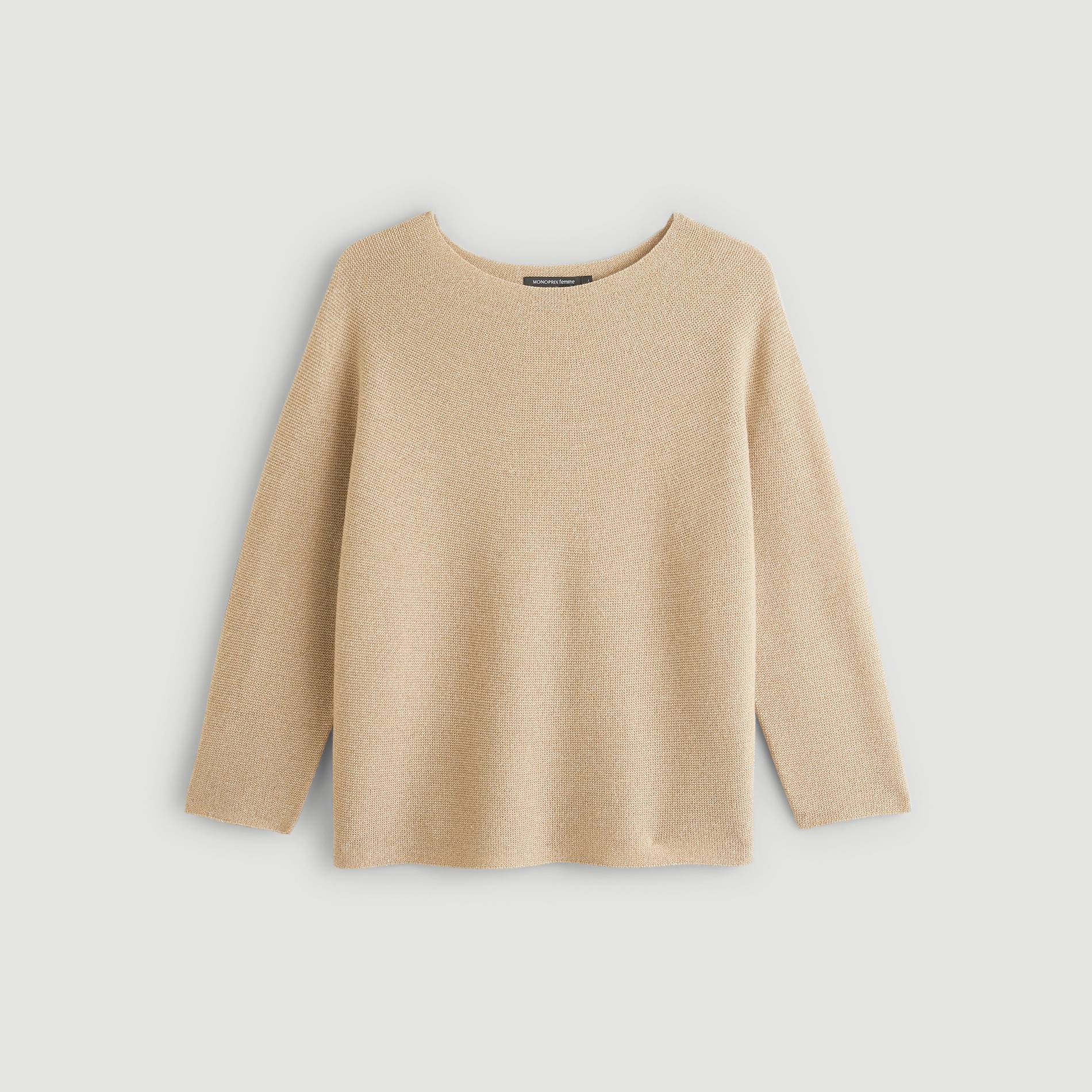 Pull italien contenant de laine, Brun clair, large image number 2