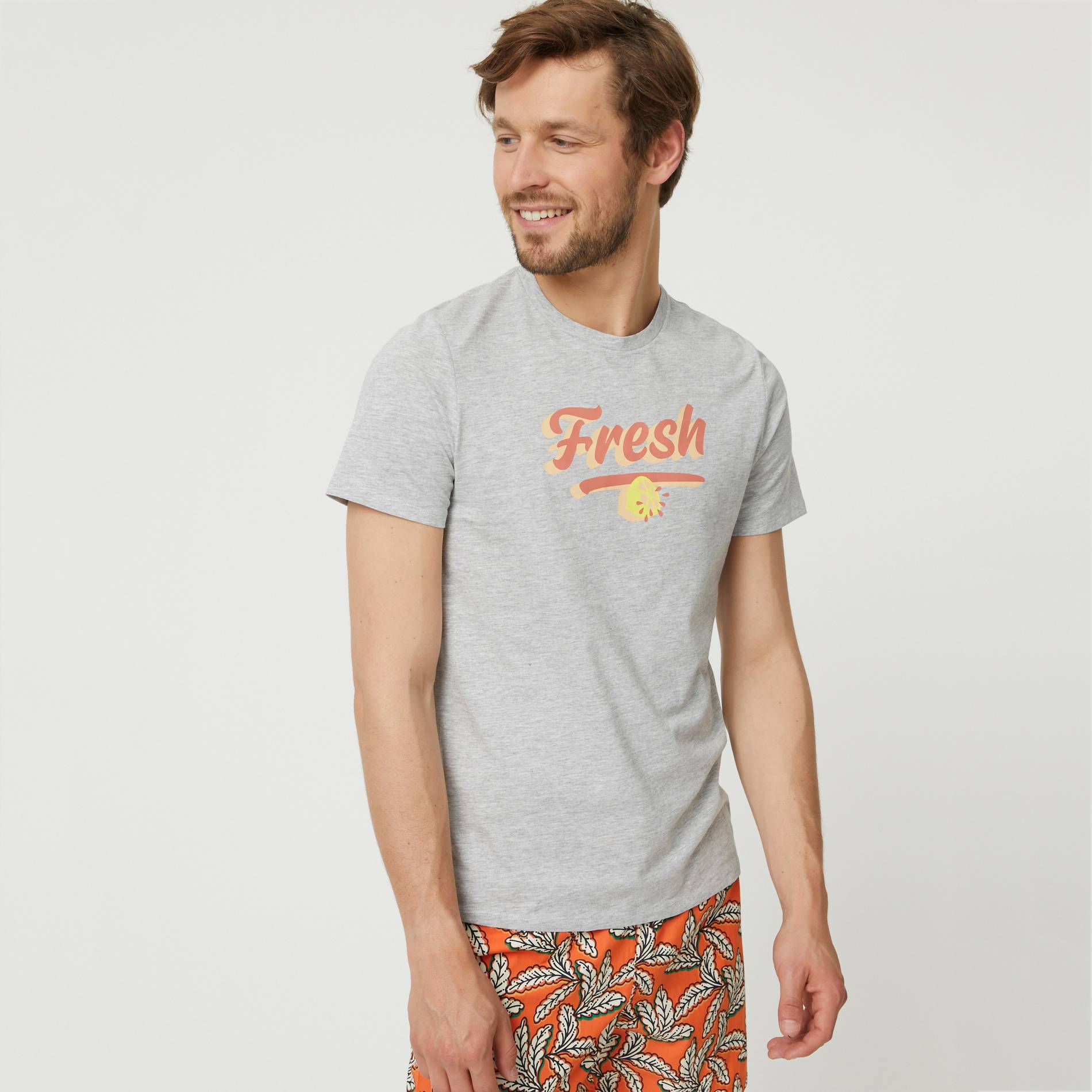T-shirt imprime en coton BIO, Gris moyen, large image number 0.0