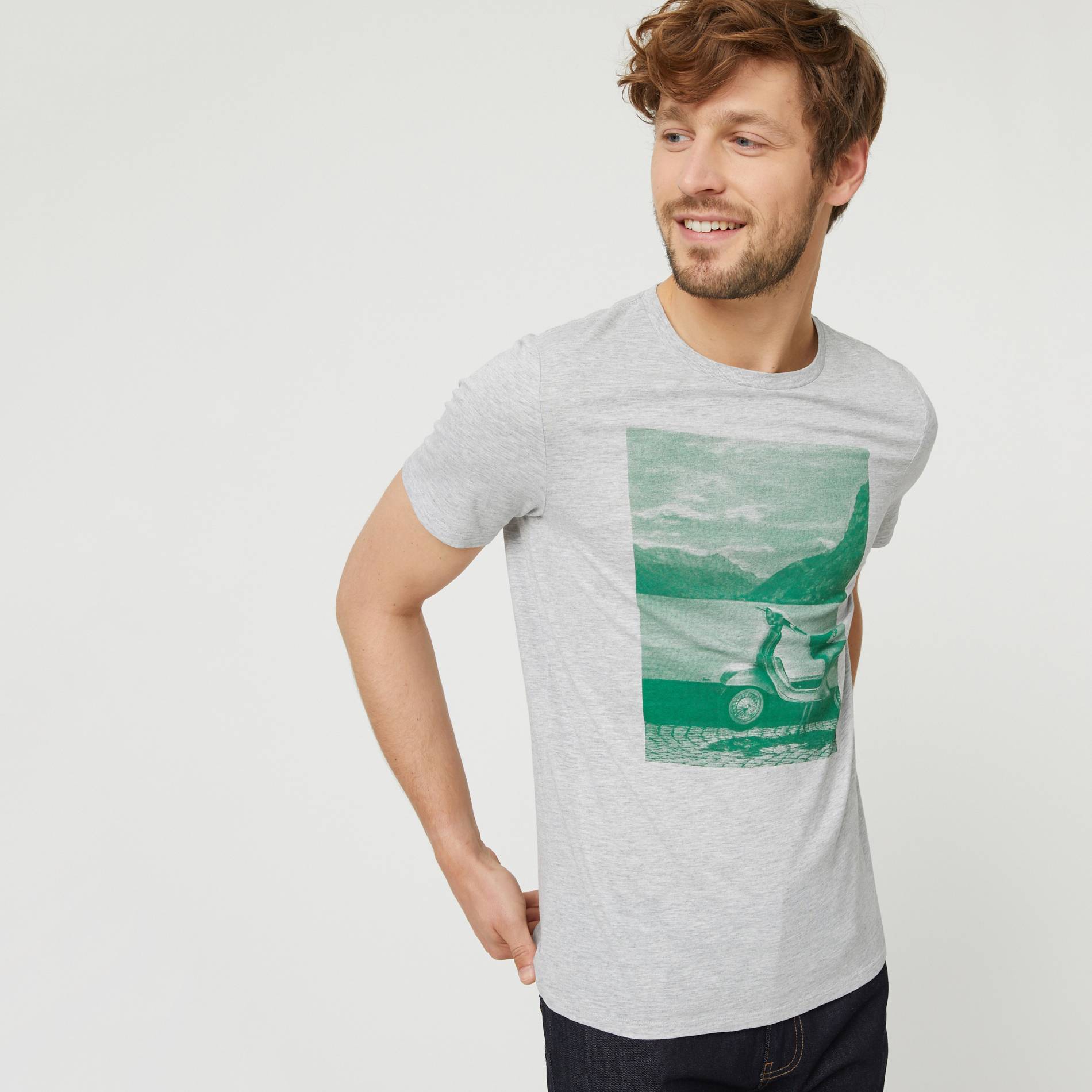 T-shirt imprime en coton BIO, Gris moyen, large image number 0