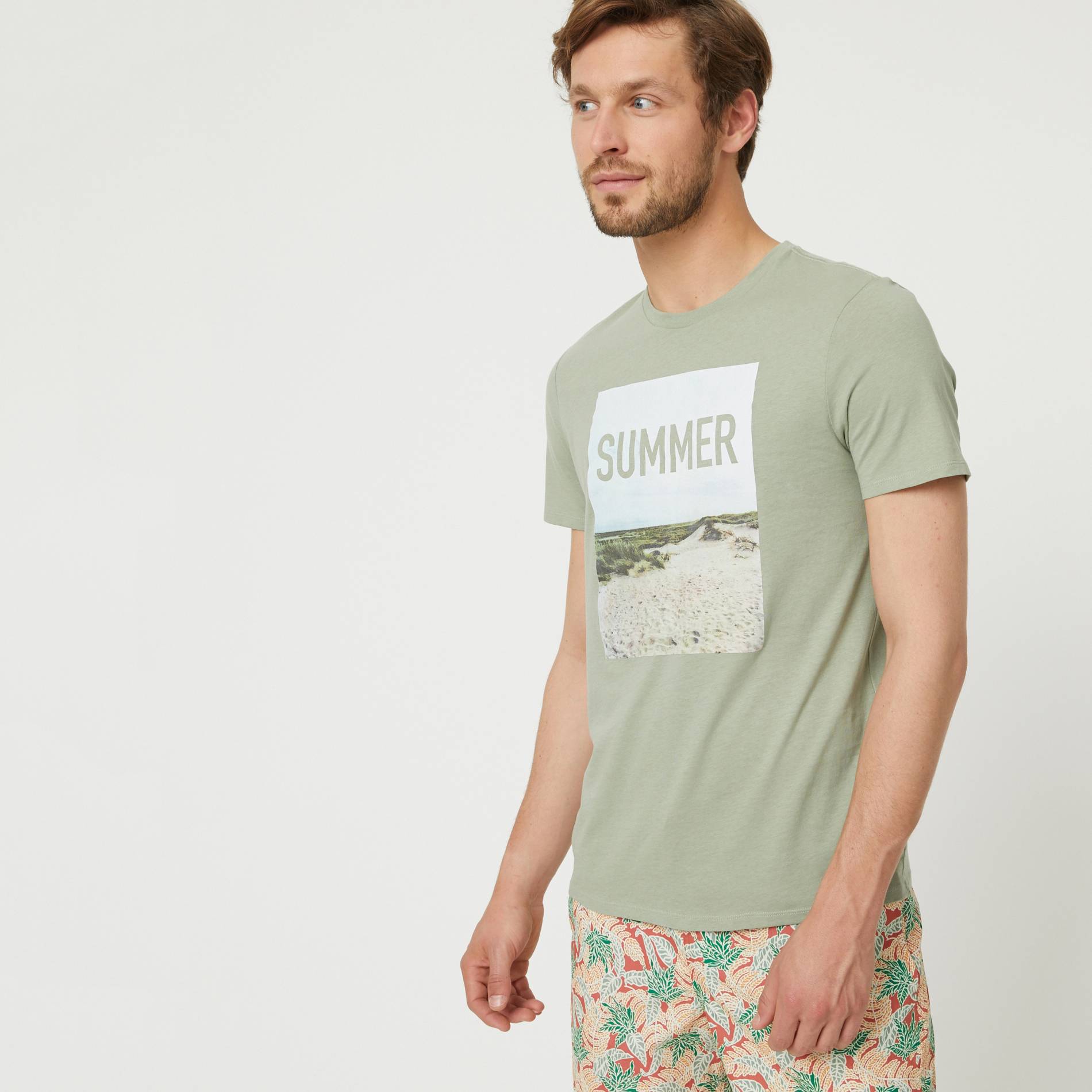 T-shirt imprime en coton BIO, Tilleul, large image number 0