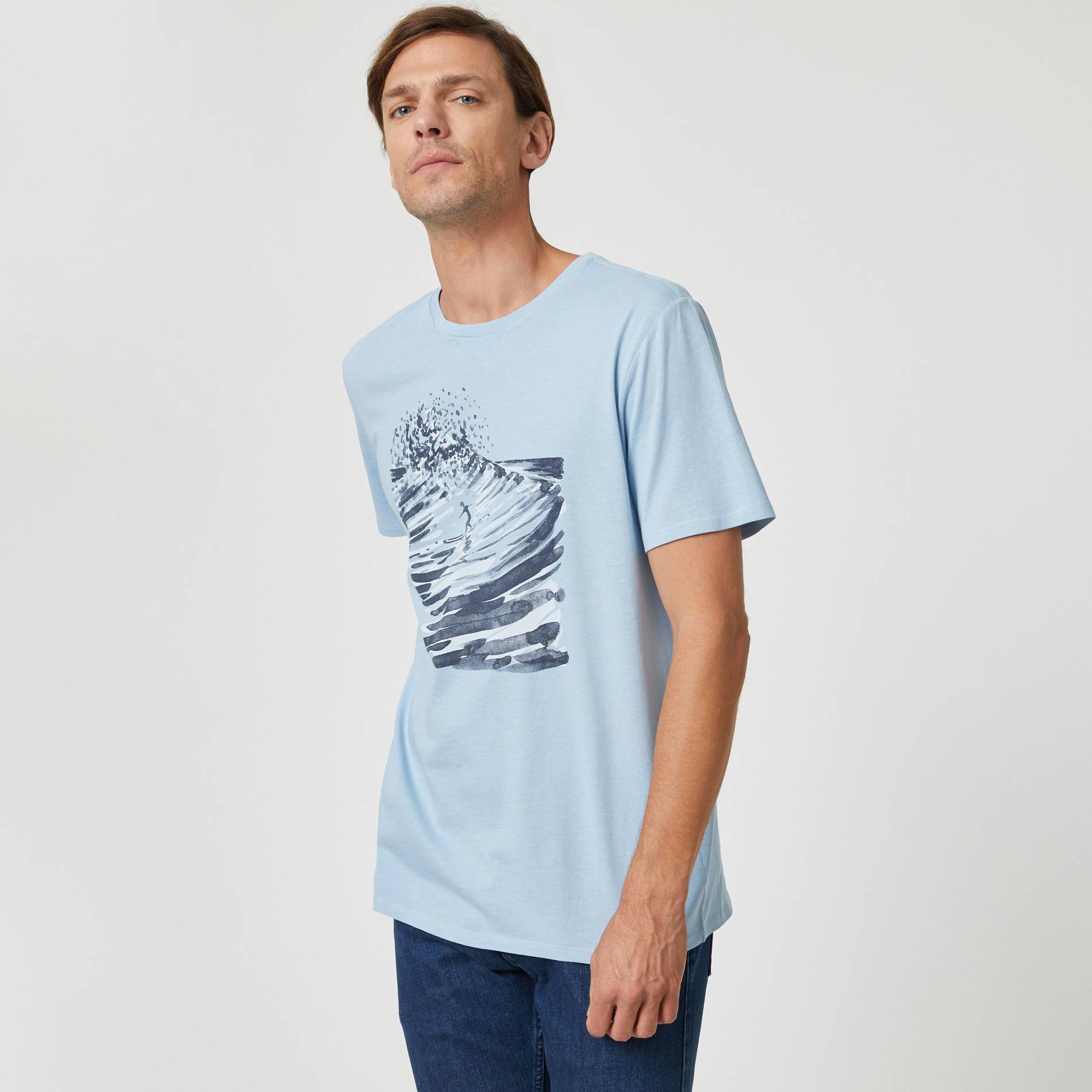 T-shirt imprime en coton BIO, Bleu pâle, large image number 0