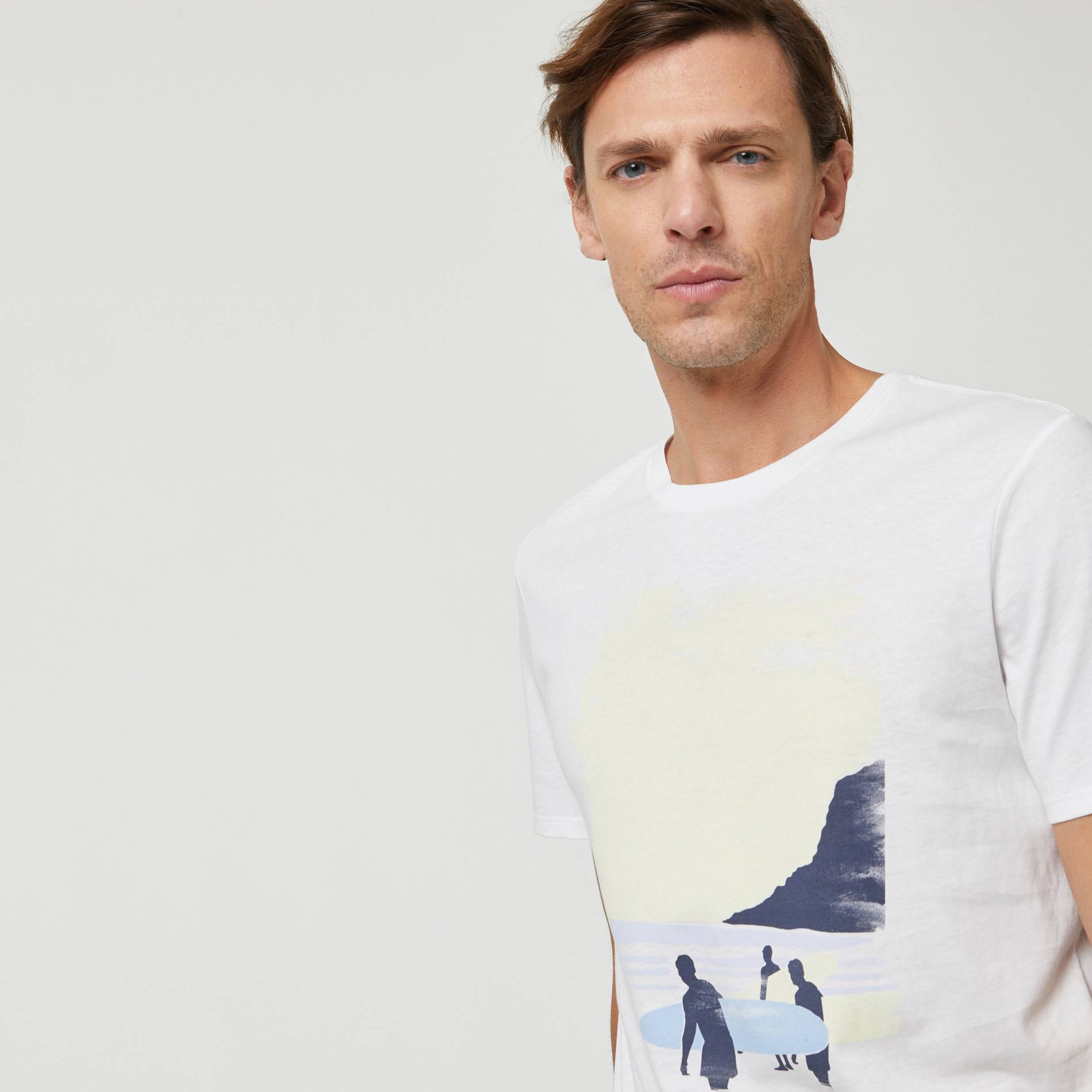 T-shirt manches courtes imprime en coton BIO, Blanc, large image number 0