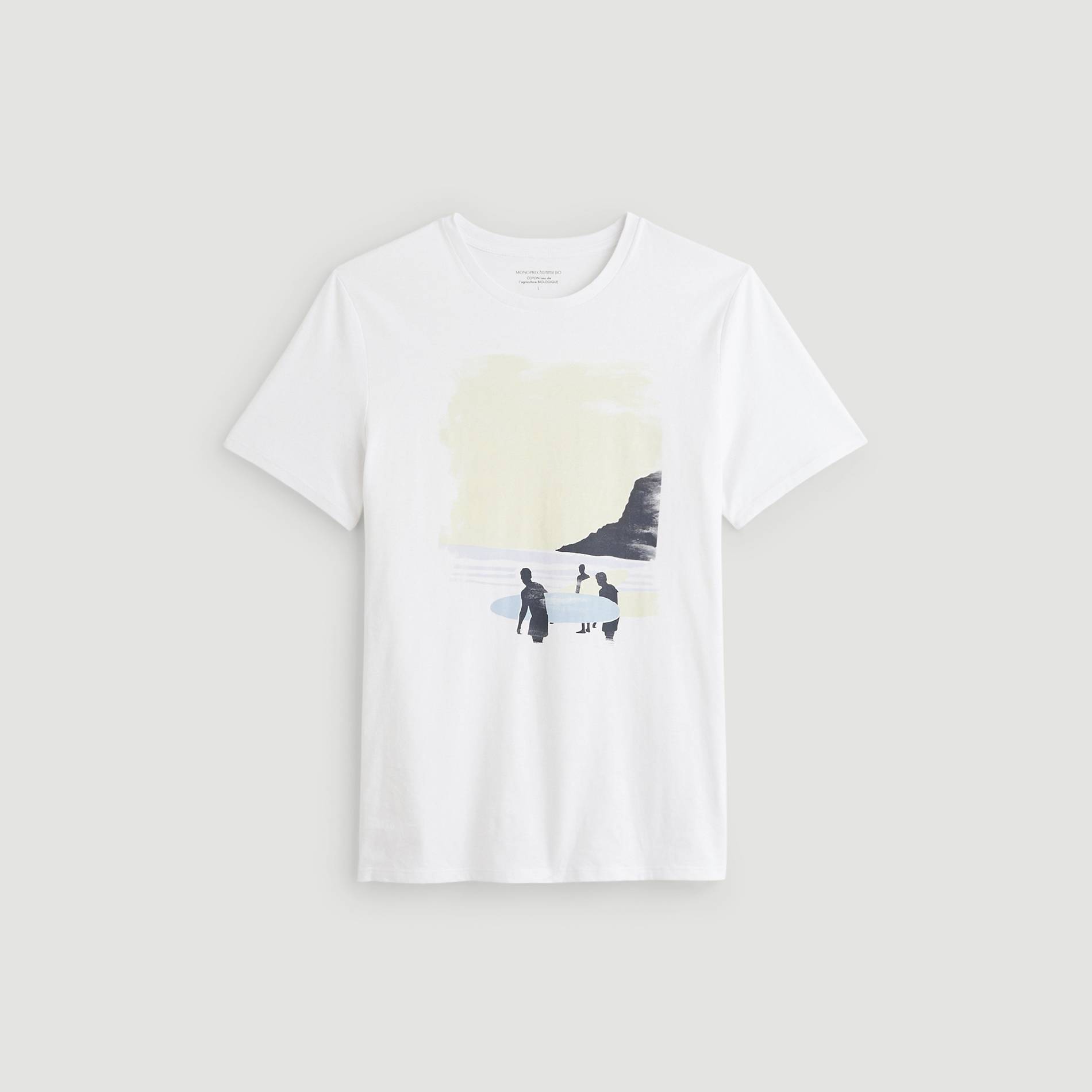 T-shirt manches courtes imprime en coton BIO, Blanc, large image number 2
