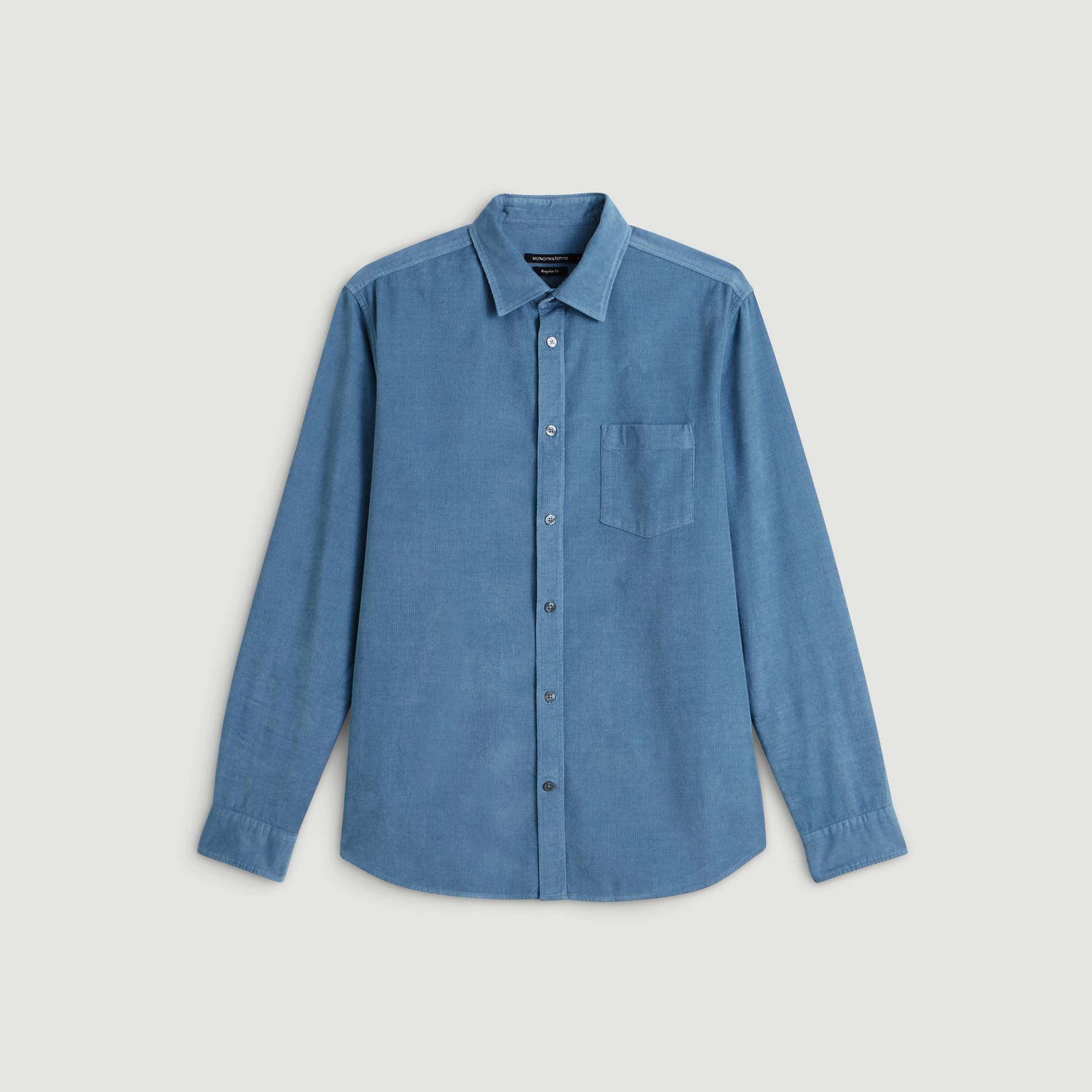 Chemise en velours coupe regular, Bleu canard, large image number 2