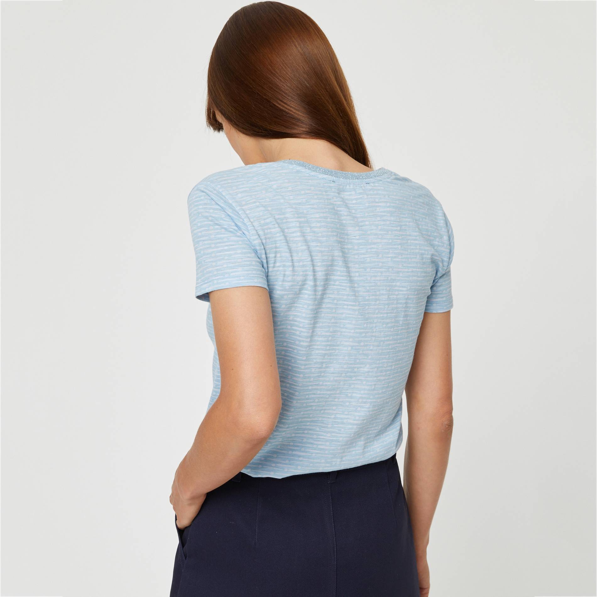 T-shirt coton flamme imprime bicolore, Bleu pâle, large image number 1.0