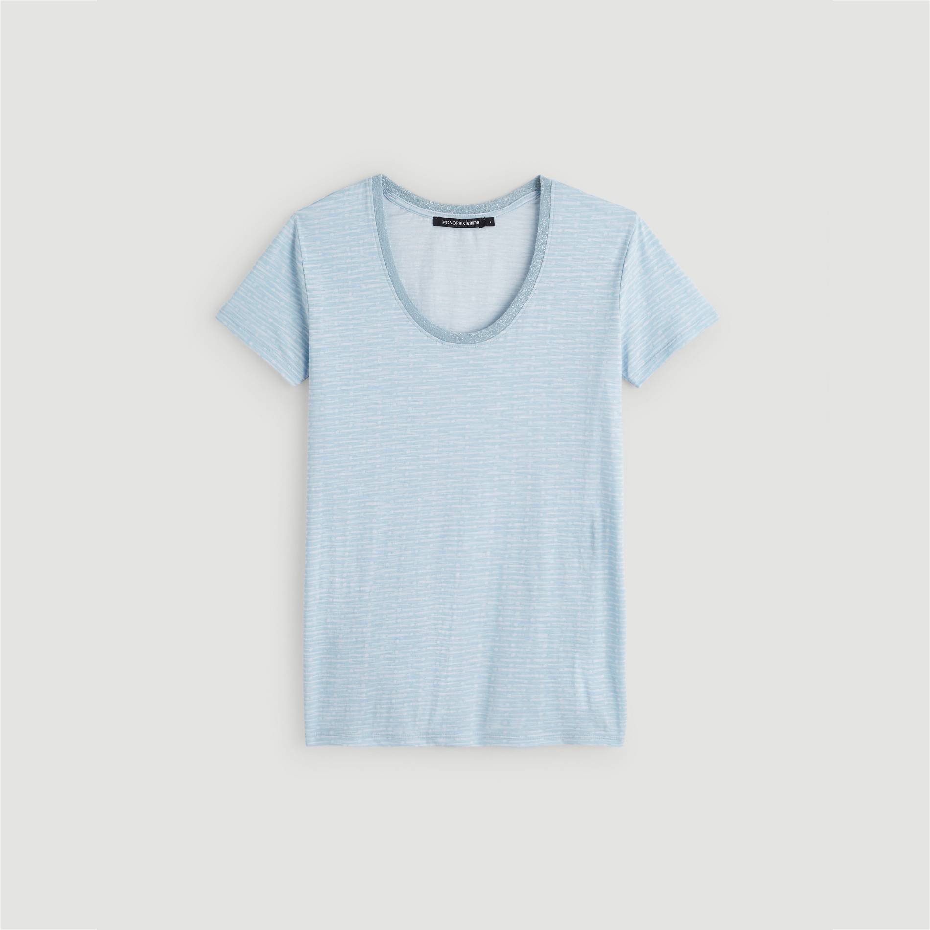T-shirt coton flamme imprime bicolore, Bleu pâle, large image number 2