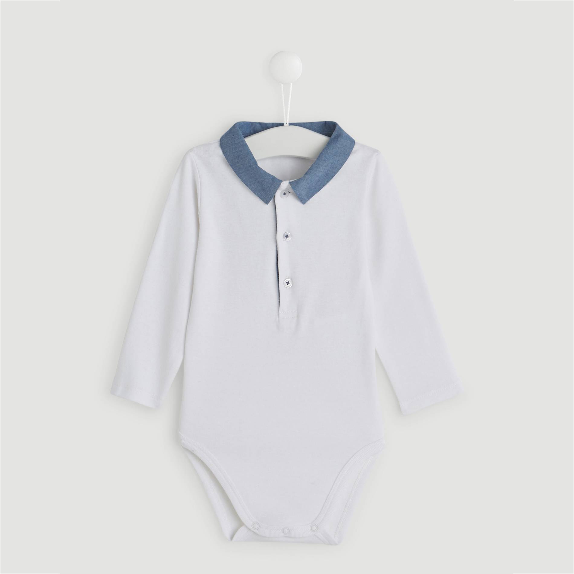 Body a col chambray - Oeko-Tex ®, Blanc, large image number 0.0