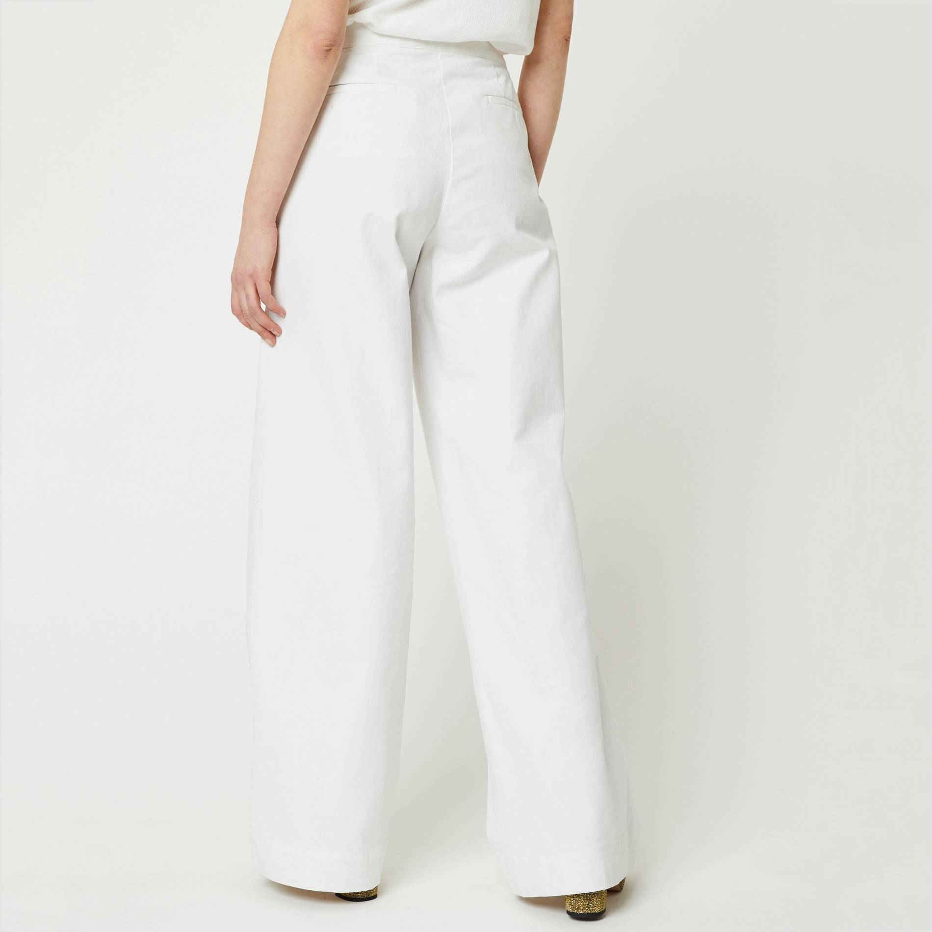 Pantalon large a ponts, Blanc, large image number 1.0