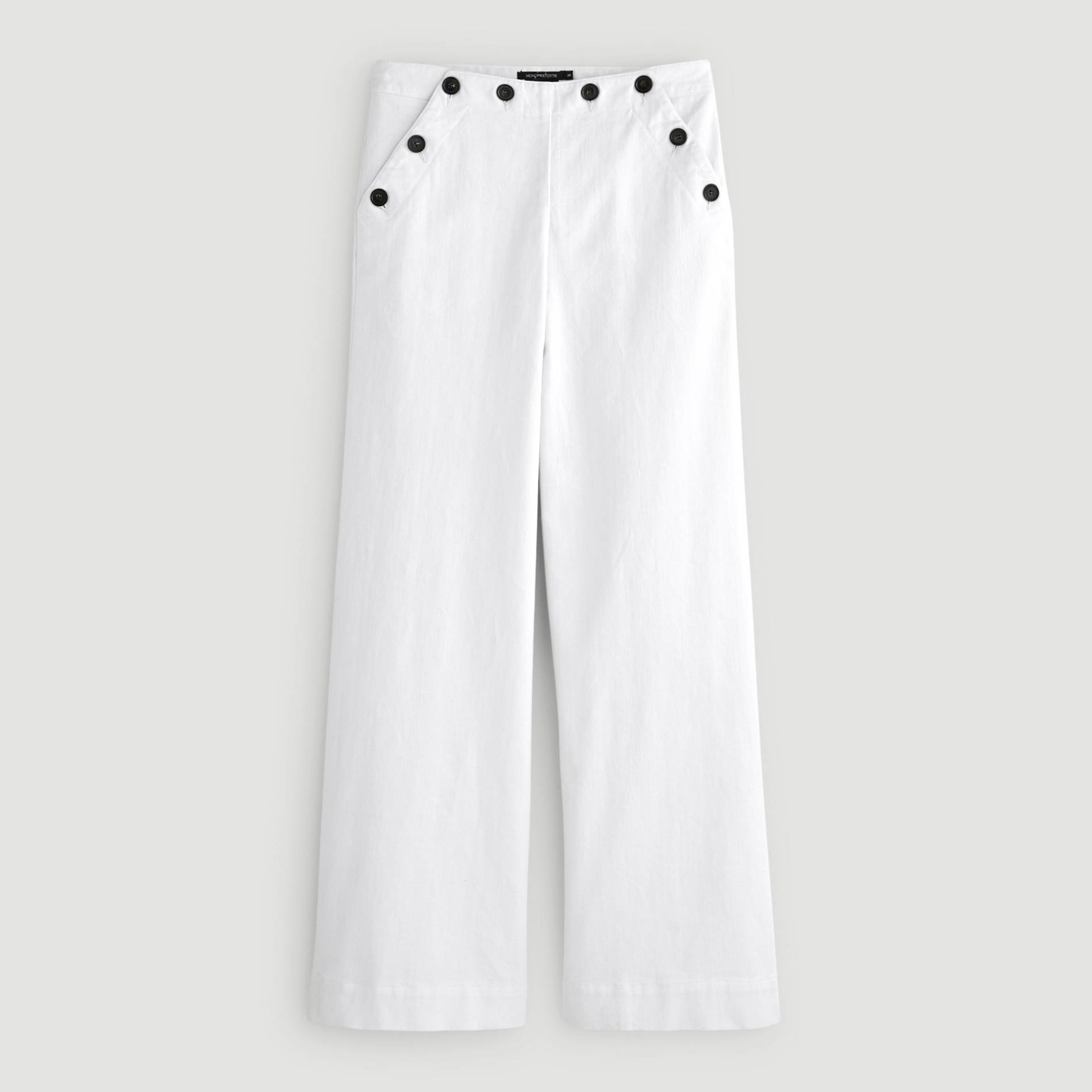 Pantalon large a ponts, Blanc, large image number 2