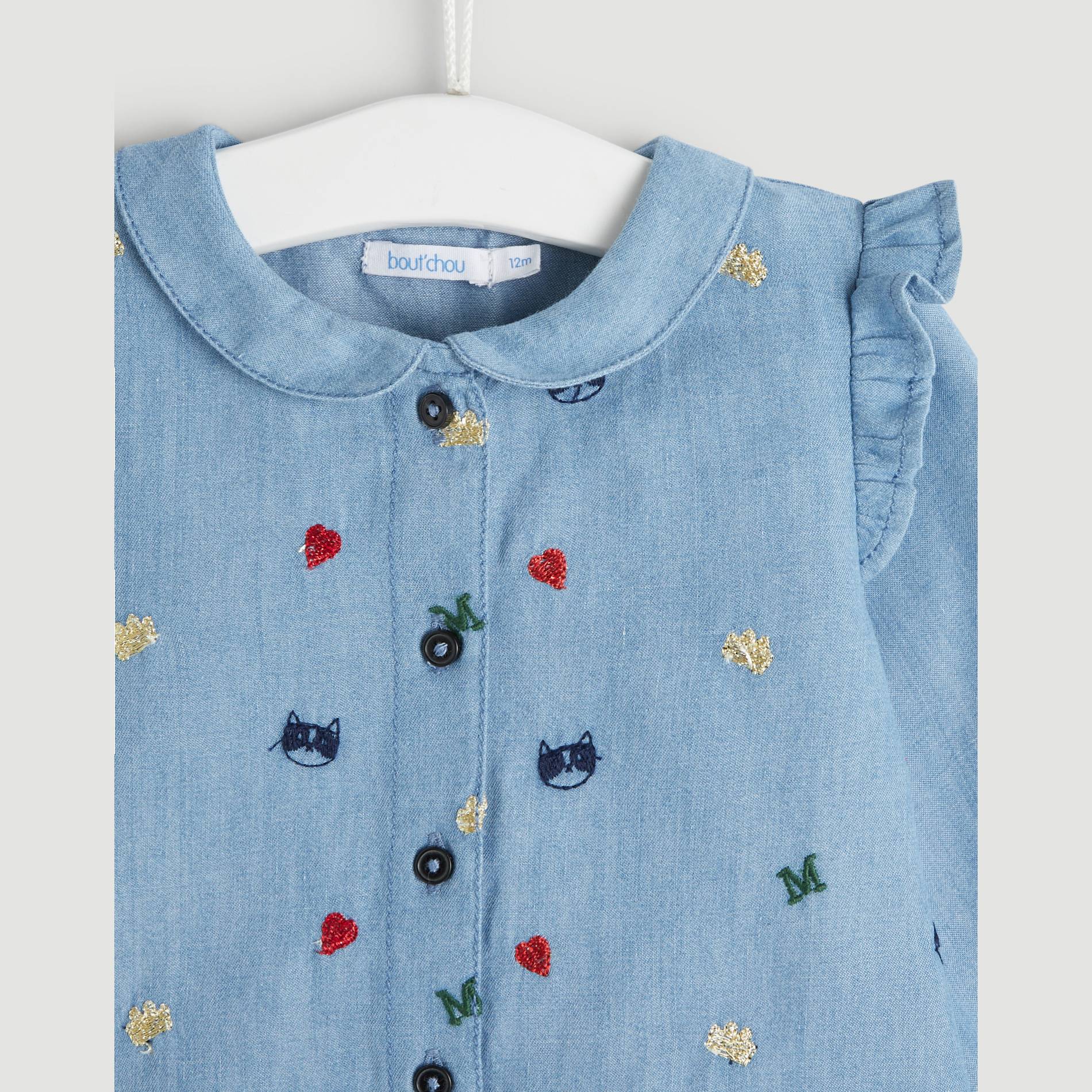 Blouse manches longues chambray, Bleu marine, large image number 2