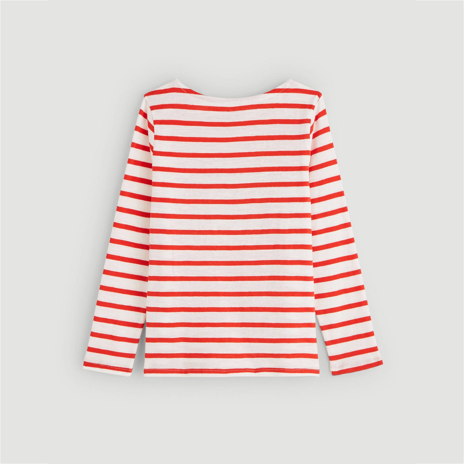 T-shirt manches longues raye en coton BIO, Ecru, large image number 1
