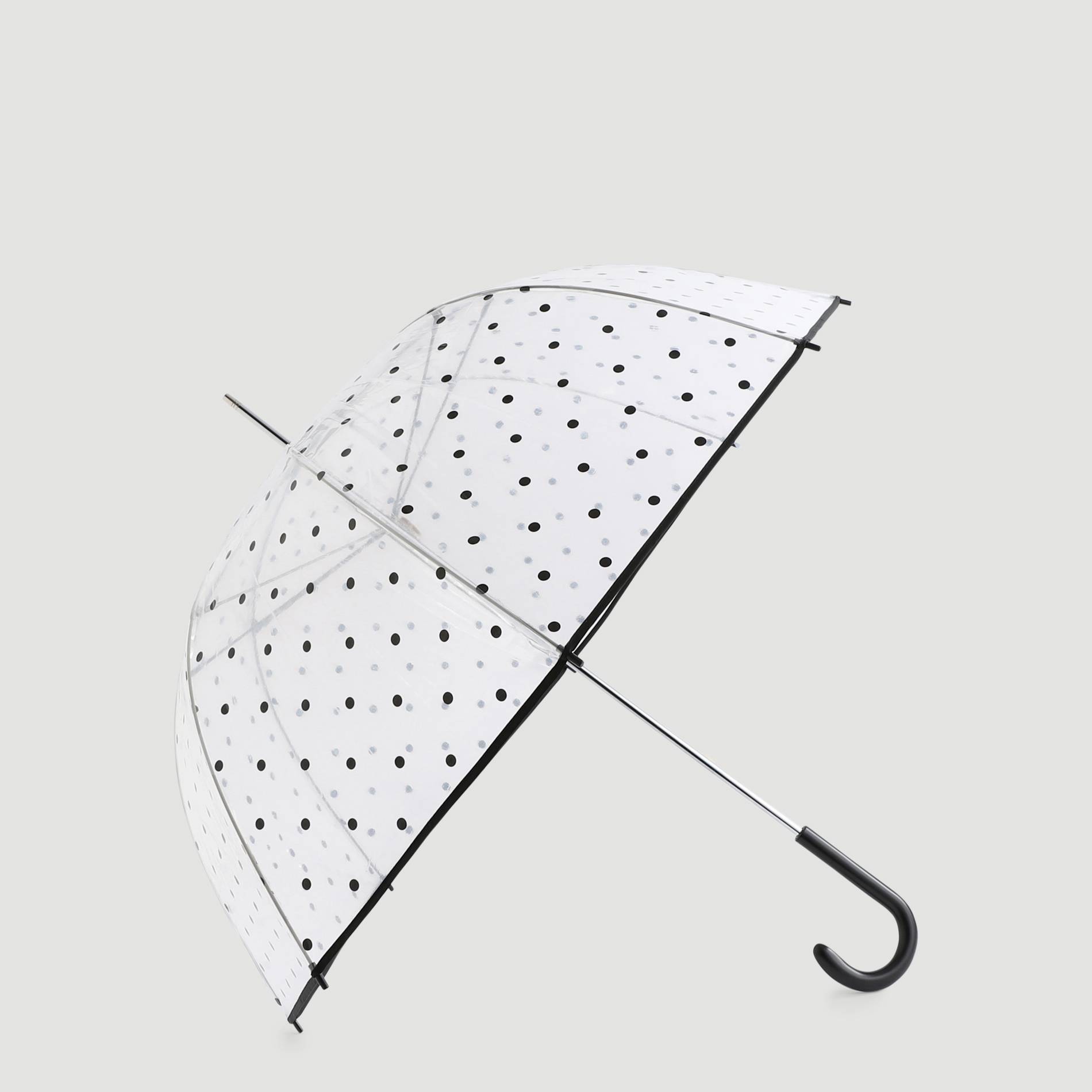 Parapluie transparent imprime a pois, Blanc, large image number 0