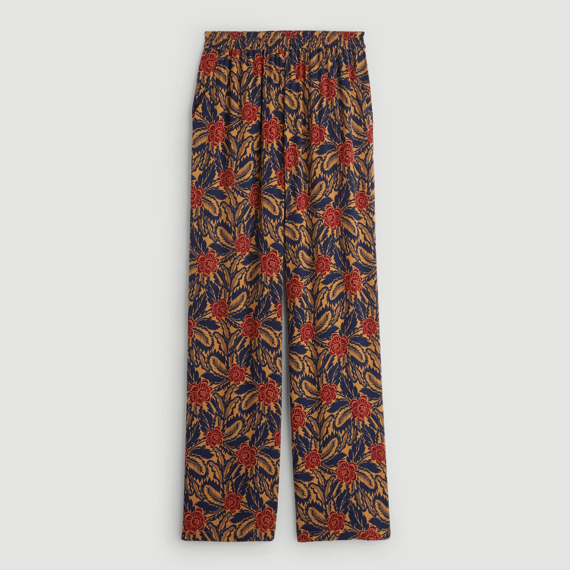 Pantalon large imprimé en viscose, Indigo, large image number 2.0