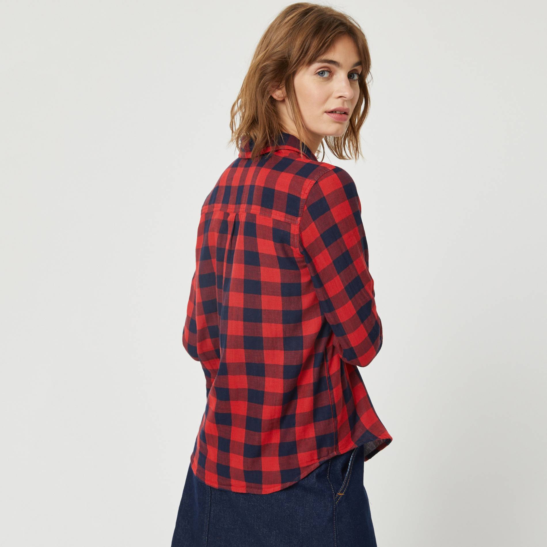Chemise a carreaux en coton BIO, Rouge, large image number 1