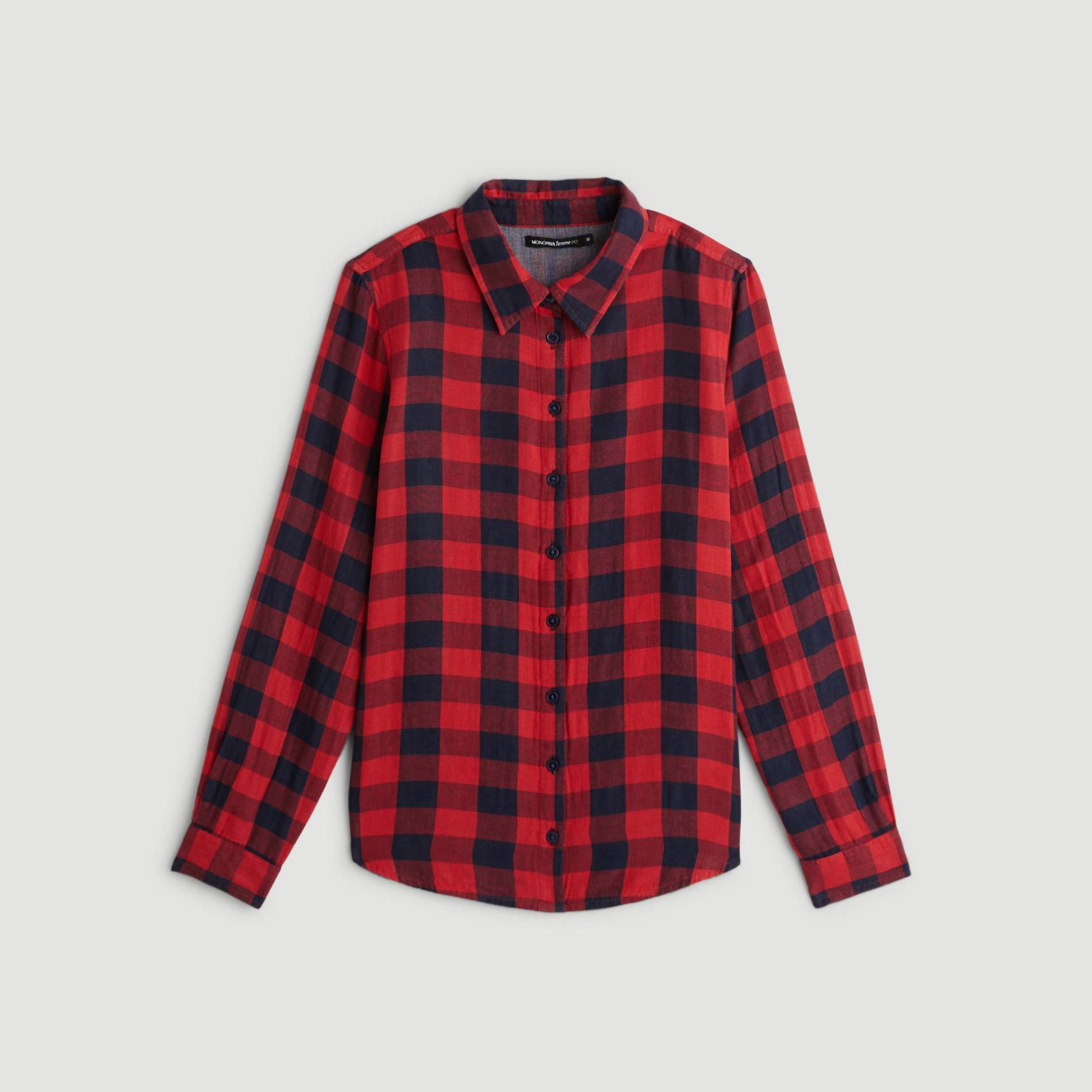 Chemise a carreaux en coton BIO, Rouge, large image number 2