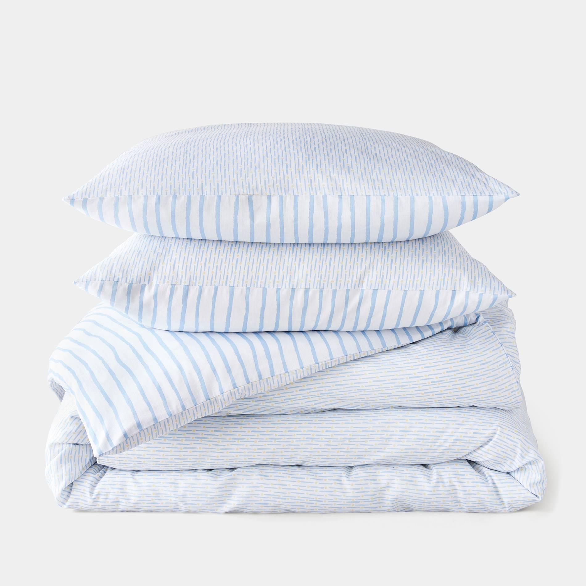 Lot 1 housse de couette 220x240cm + 2 taies d'oreiller carrées 63x63cm, Jaune pâle, large image number 0.0