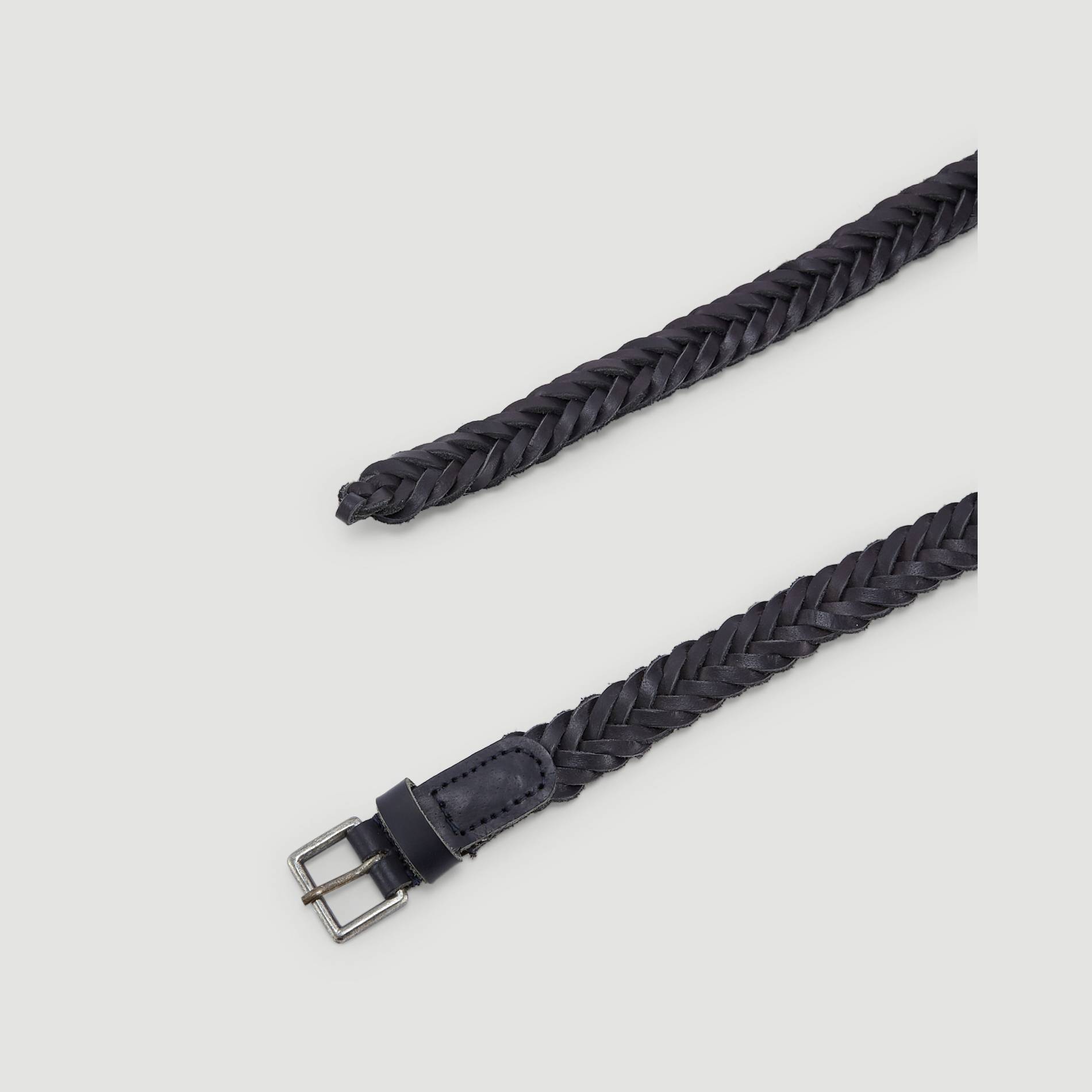 Ceinture tressee en cuir, Bleu marine, large image number 1.0