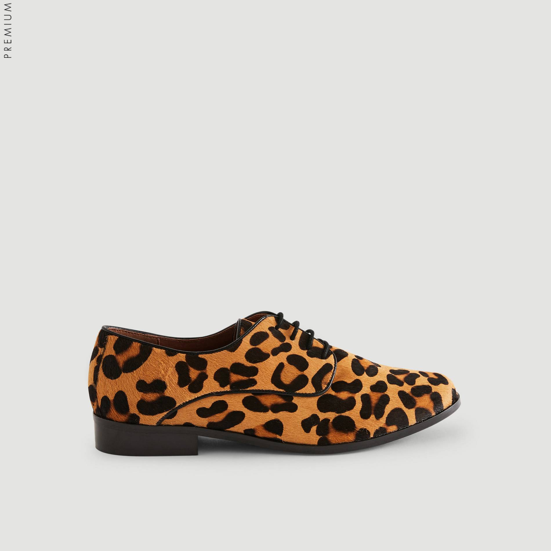 Derbies en cuir effet leopard, Brun clair, large image number 1