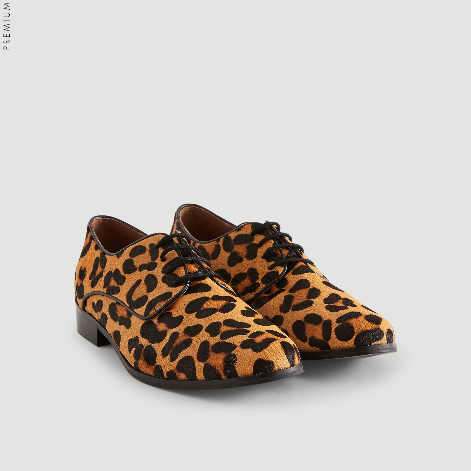 Derbies en cuir effet leopard, Brun clair, large image number 2.0
