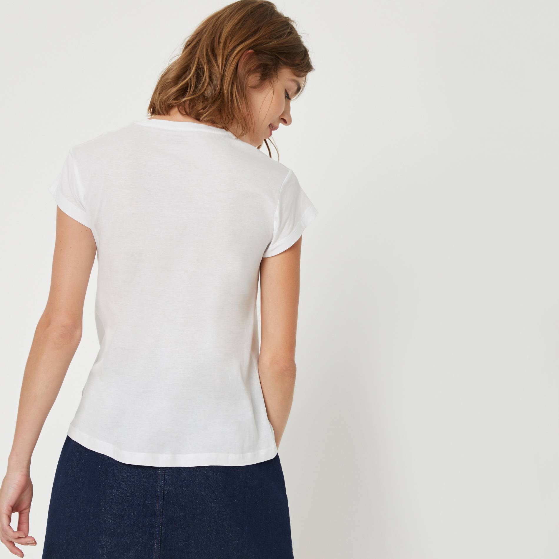 T-shirt poche brodee en coton BIO, Blanc, large image number 1