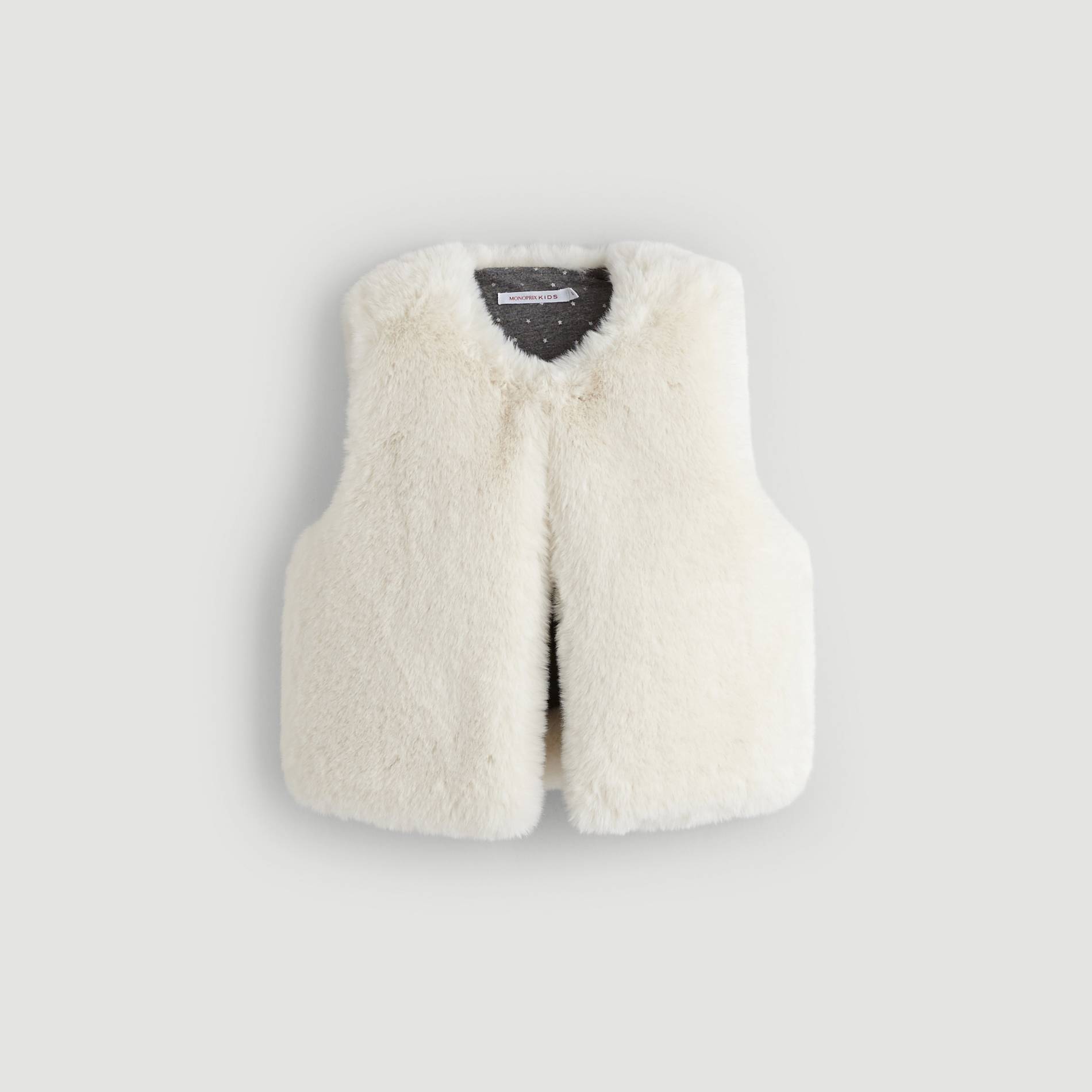 Gilet sans manches fausse fourrure, Ecru, large image number 0