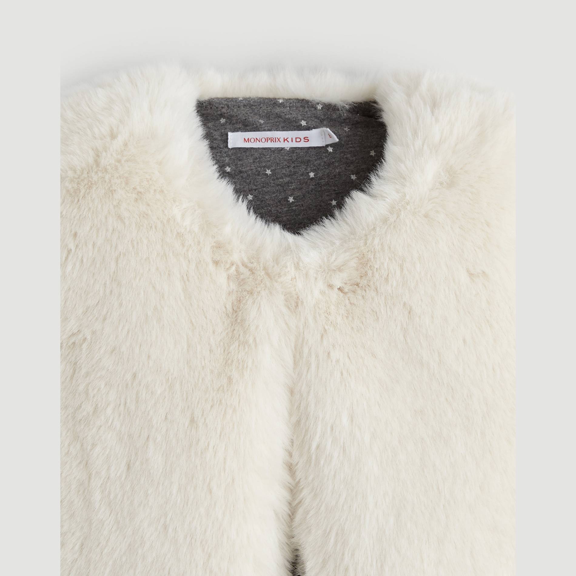 Gilet sans manches fausse fourrure, Ecru, large image number 2