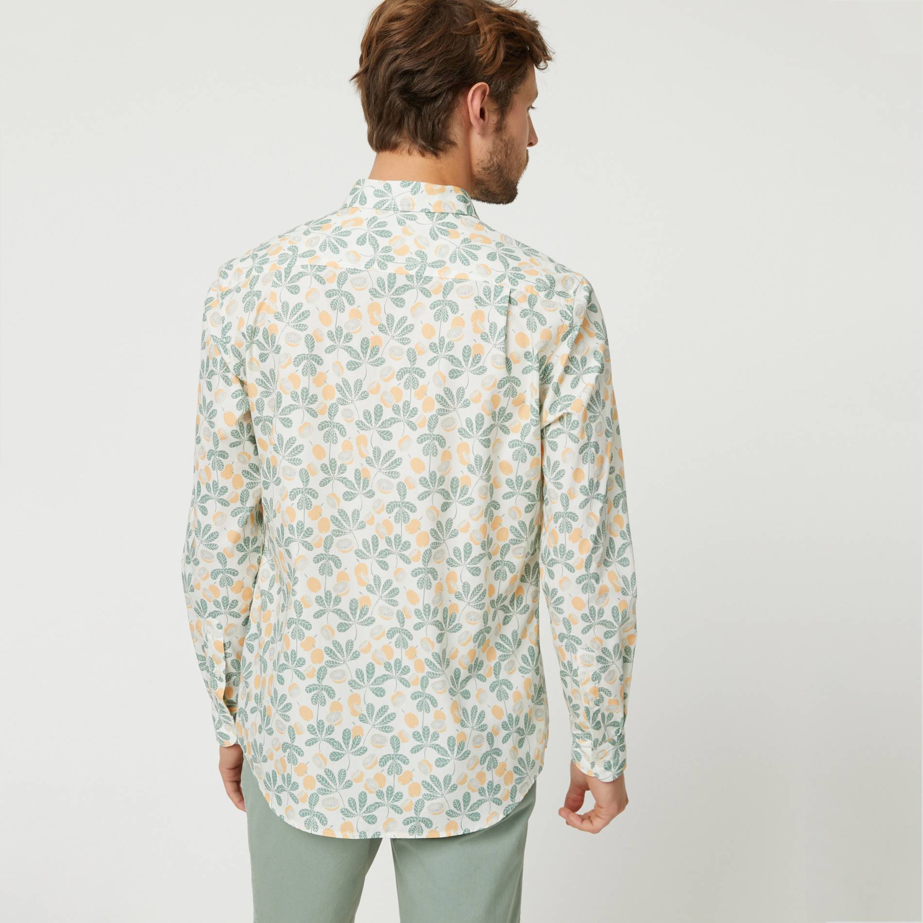 Chemise imprimee coupe slim, Ecru, large image number 1.0
