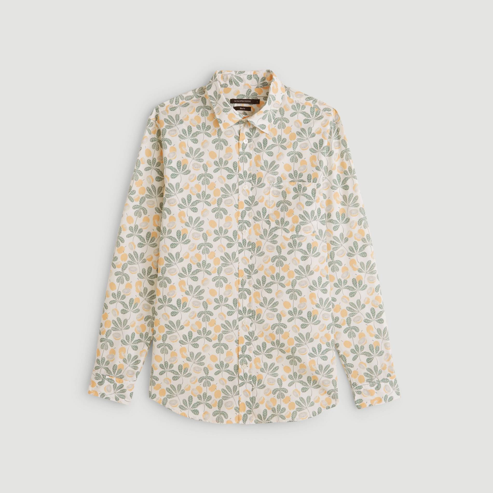 Chemise imprimee coupe slim, Ecru, large image number 2