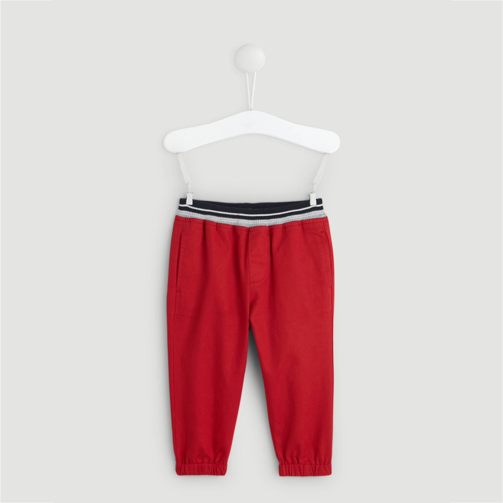 Pantalon twill rayé, Rouge, large image number 0