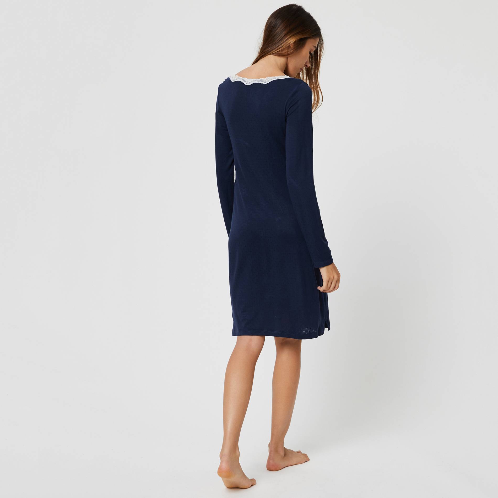 Chemise de nuit encolure dentelle, Indigo, large image number 1.0