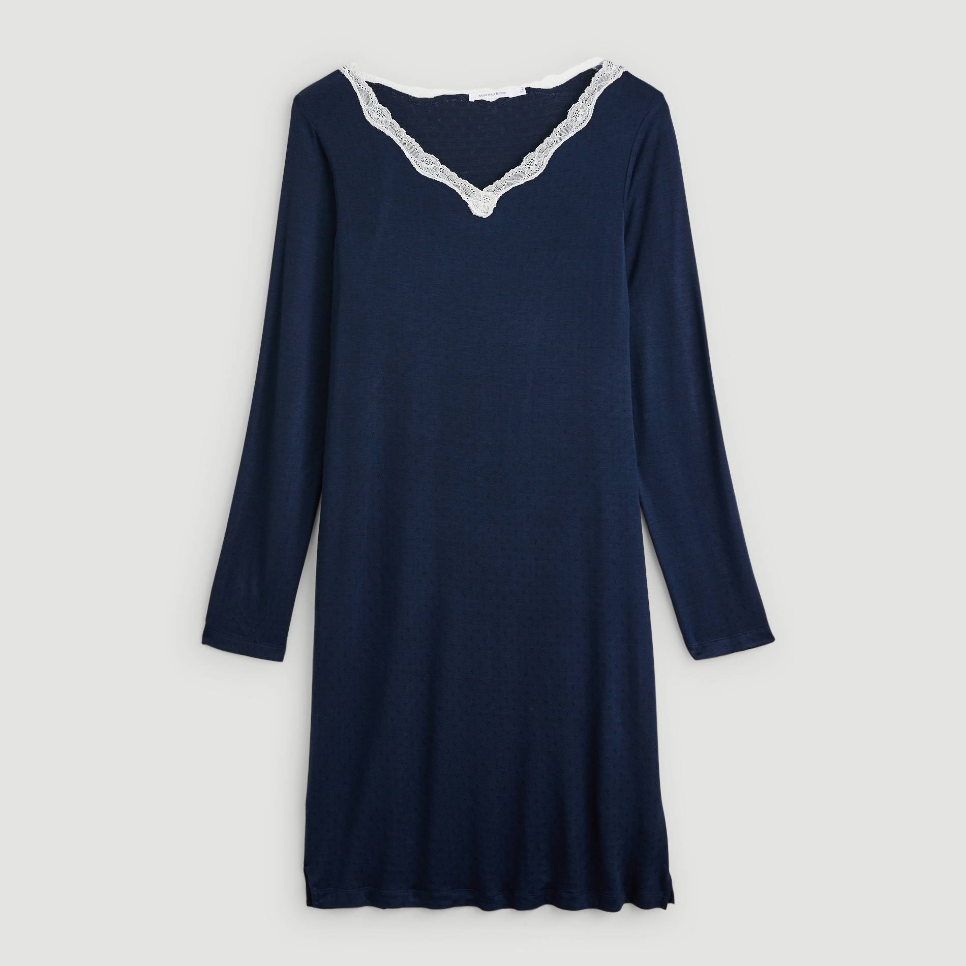 Chemise de nuit encolure dentelle, Indigo, large image number 2