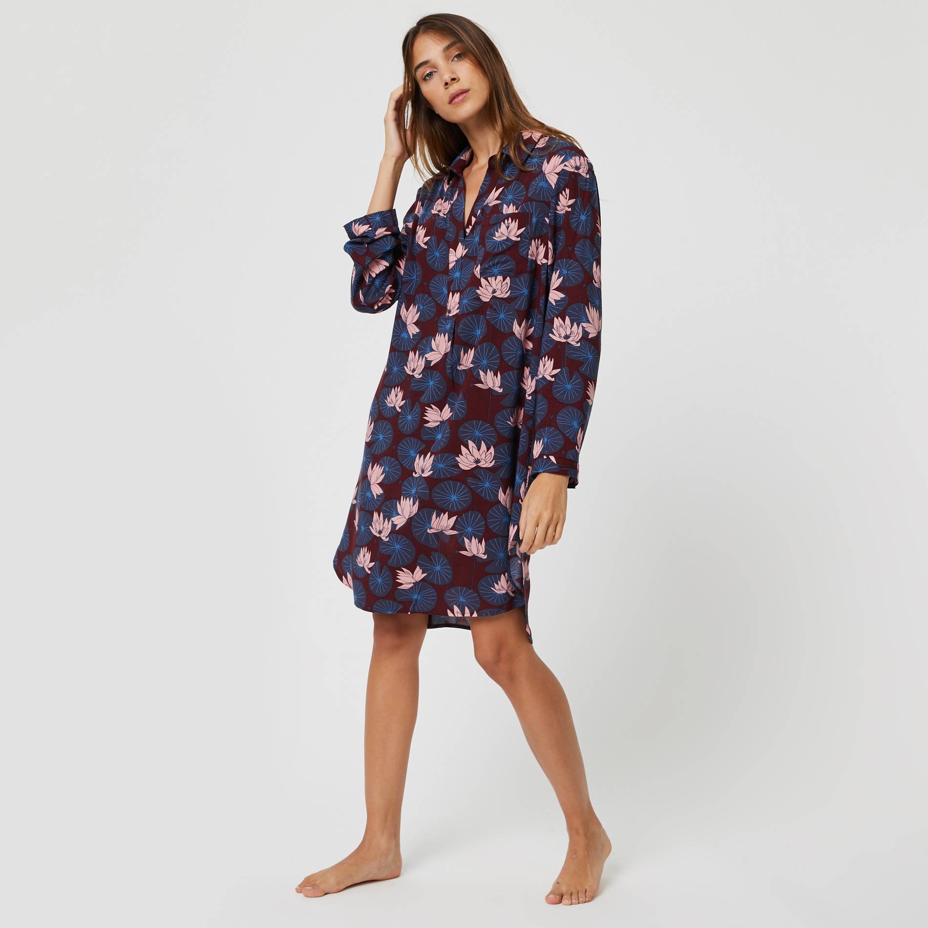 Chemise de nuit imprimee, Bordeaux, large image number 0