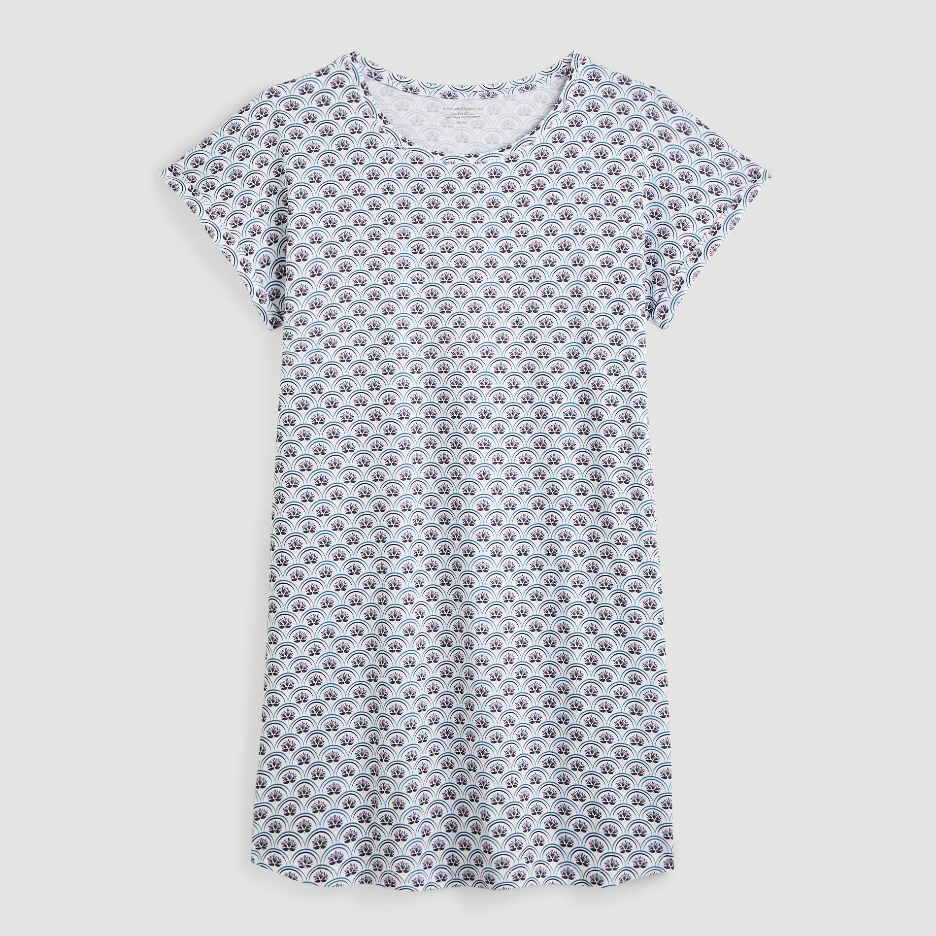 Chemise de nuit imprimee en coton BIO, Ecru, large image number 2