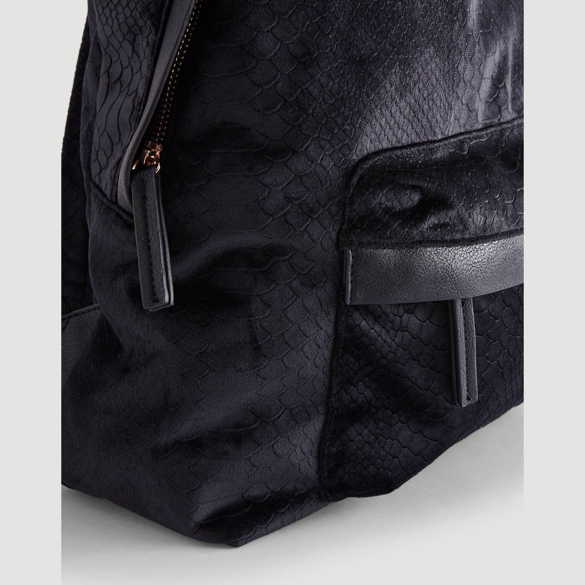 Sac a dos en velours, Noir, large image number 2