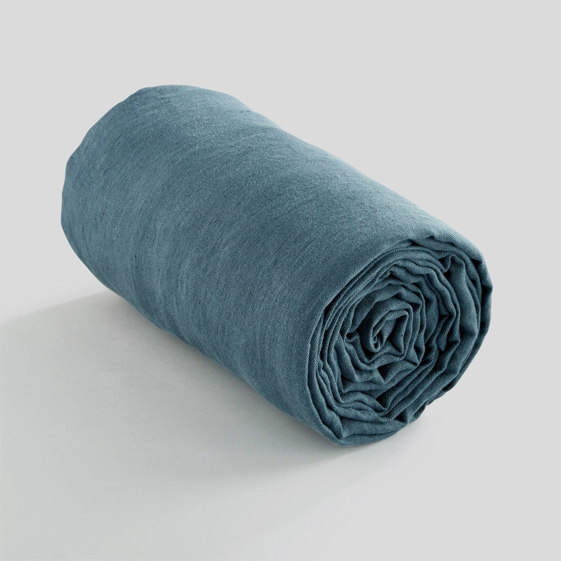 Drap housse 2 personnes, 140x190cm, lin lavé, exclusivité web, Bleu marine, large image number 1.0