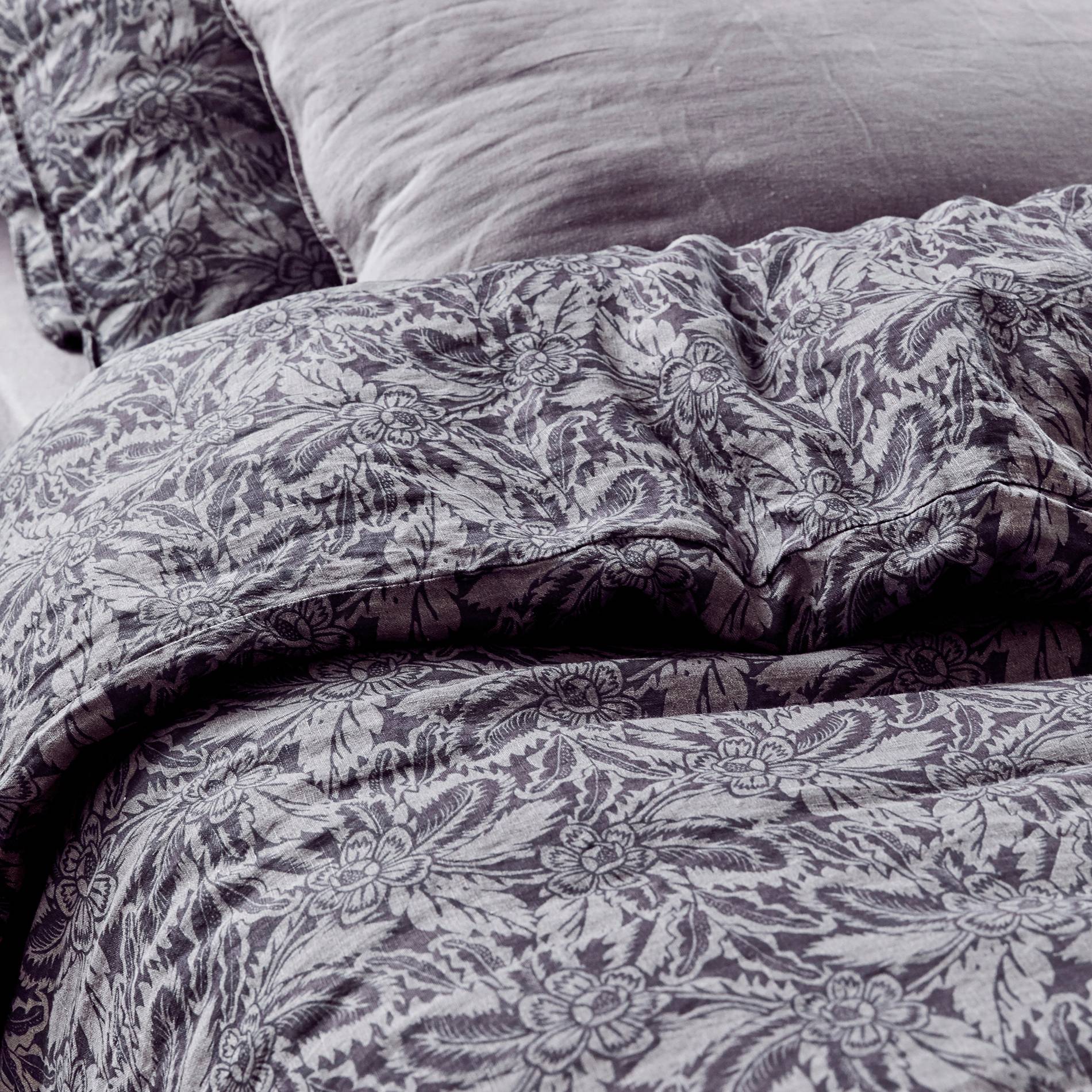 Housse de couette 220x240cm, 100% lin lavé, Gris foncé, large image number 1.0