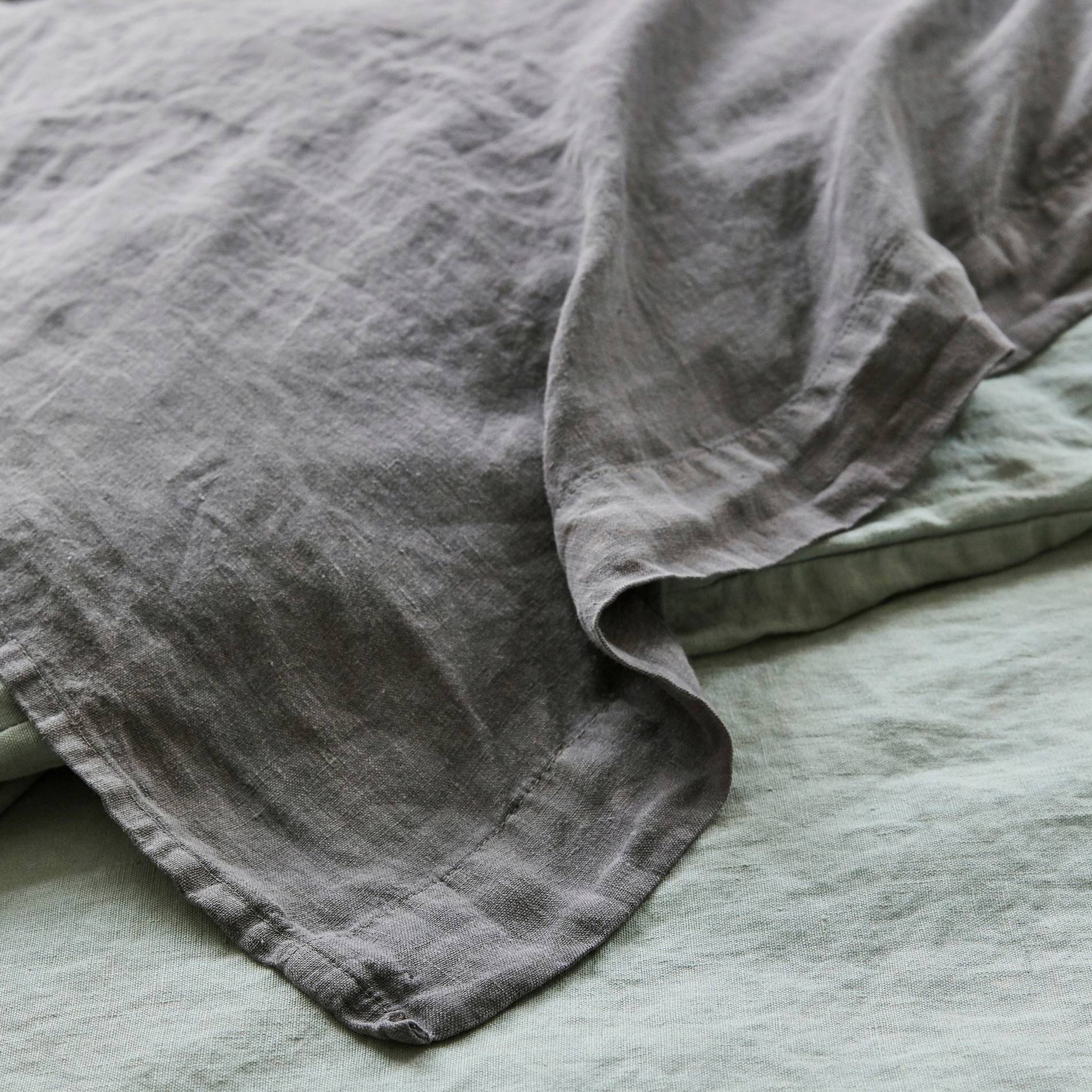 Drap plat 1 personne, 180x290cm, lin lavé, exclusivité web, Gris foncé, large image number 1
