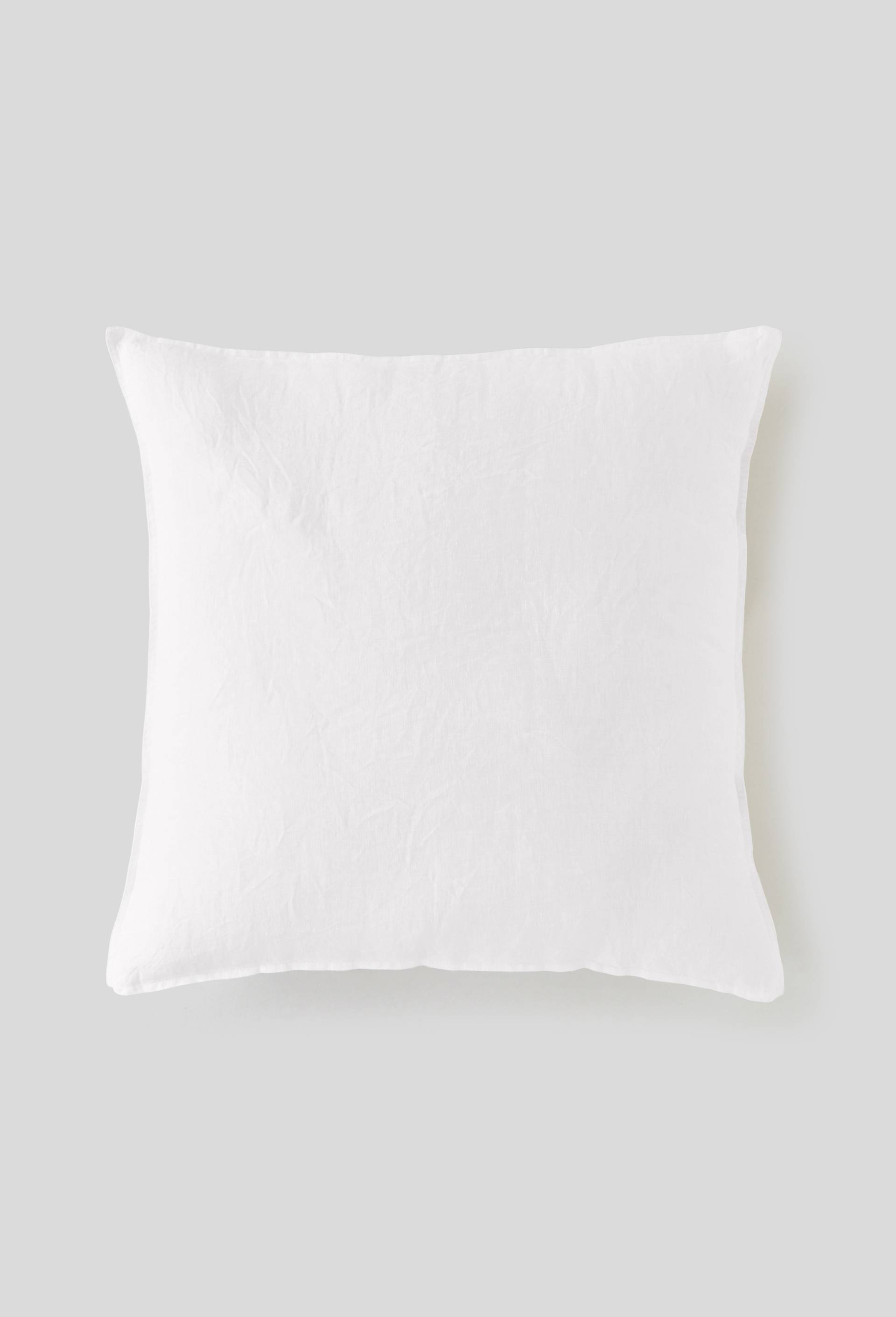 Taie carrée, 63x63cm, lin lavé, Blanc, large image number 0