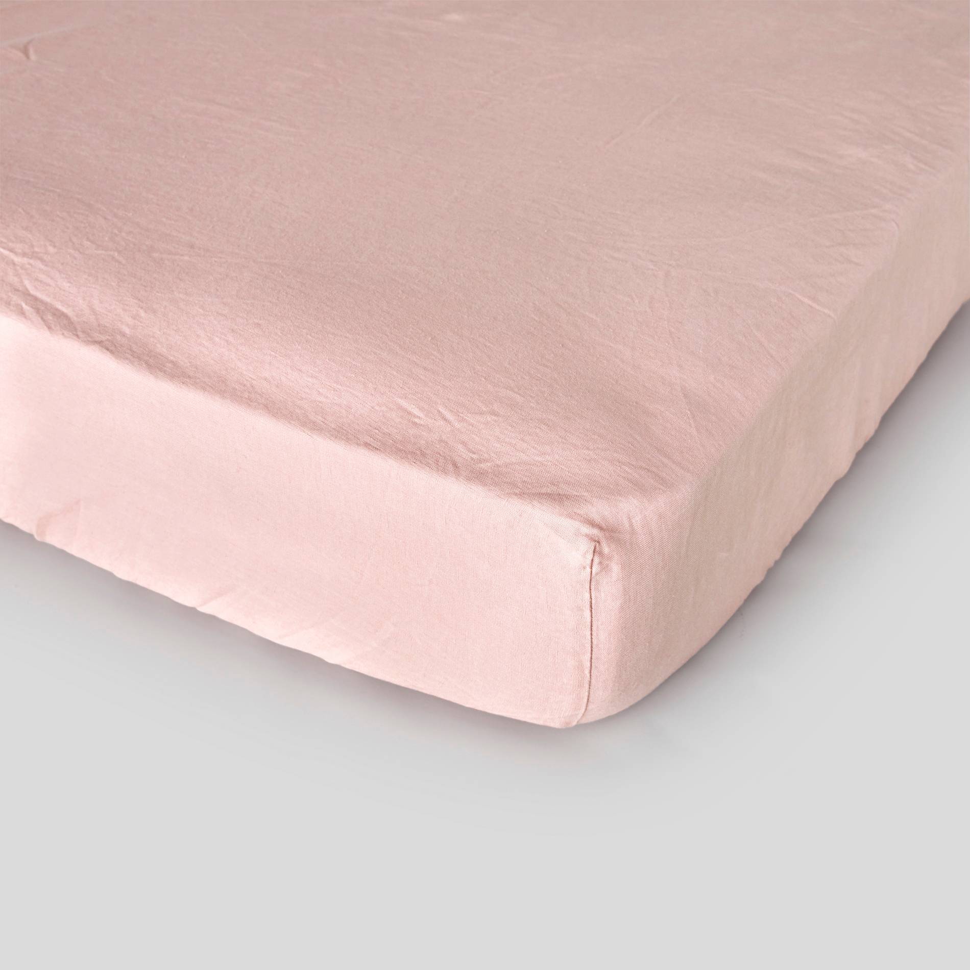 Drap housse 2 personnes, 160x200cm, lin, Bois de rose, large image number 0