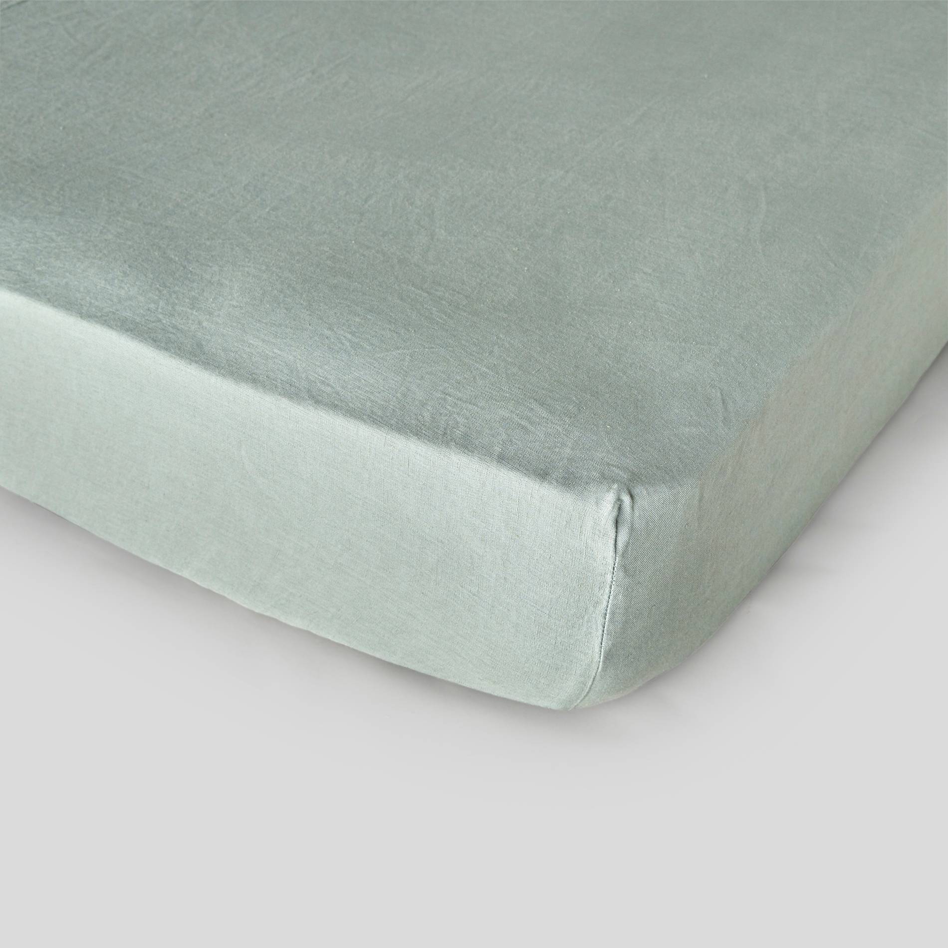Drap housse 2 personnes, 160x200cm, lin, Tilleul, large image number 0