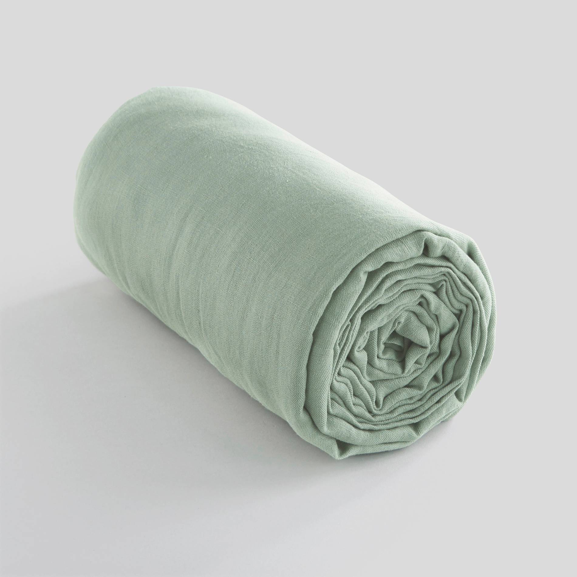 Drap housse 2 personnes, 160x200cm, lin, Tilleul, large image number 1