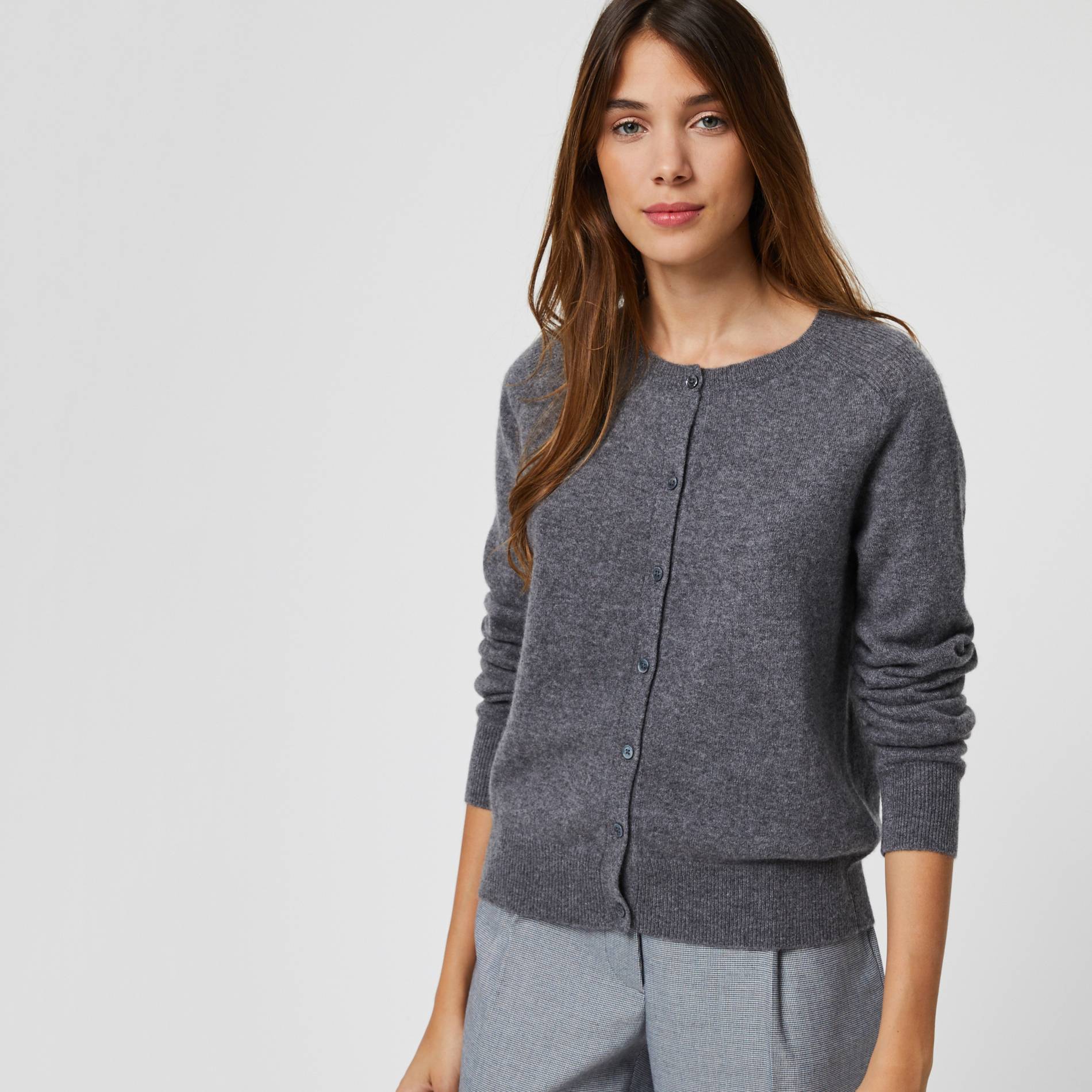 Cardigan manches longues en cachemire, Gris moyen, large image number 0