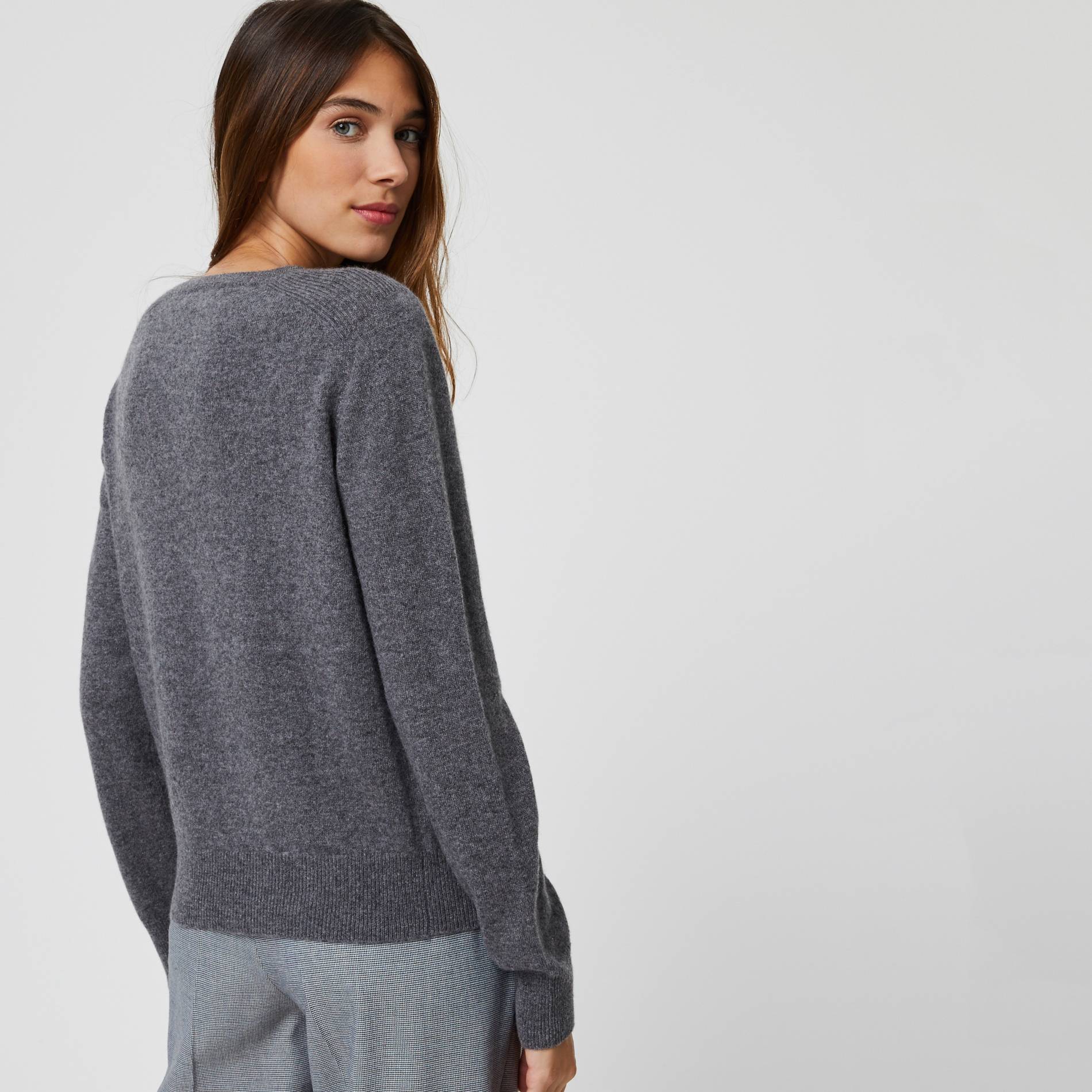 Cardigan manches longues en cachemire, Gris moyen, large image number 1.0