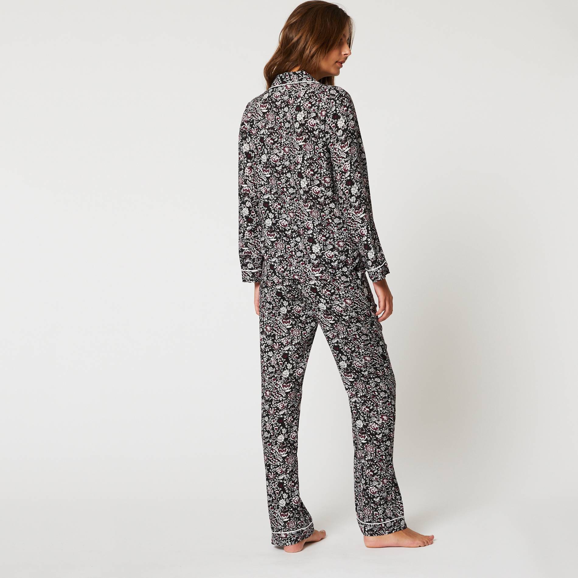Pyjama manches longues imprime fleurs, Ecru, large image number 1