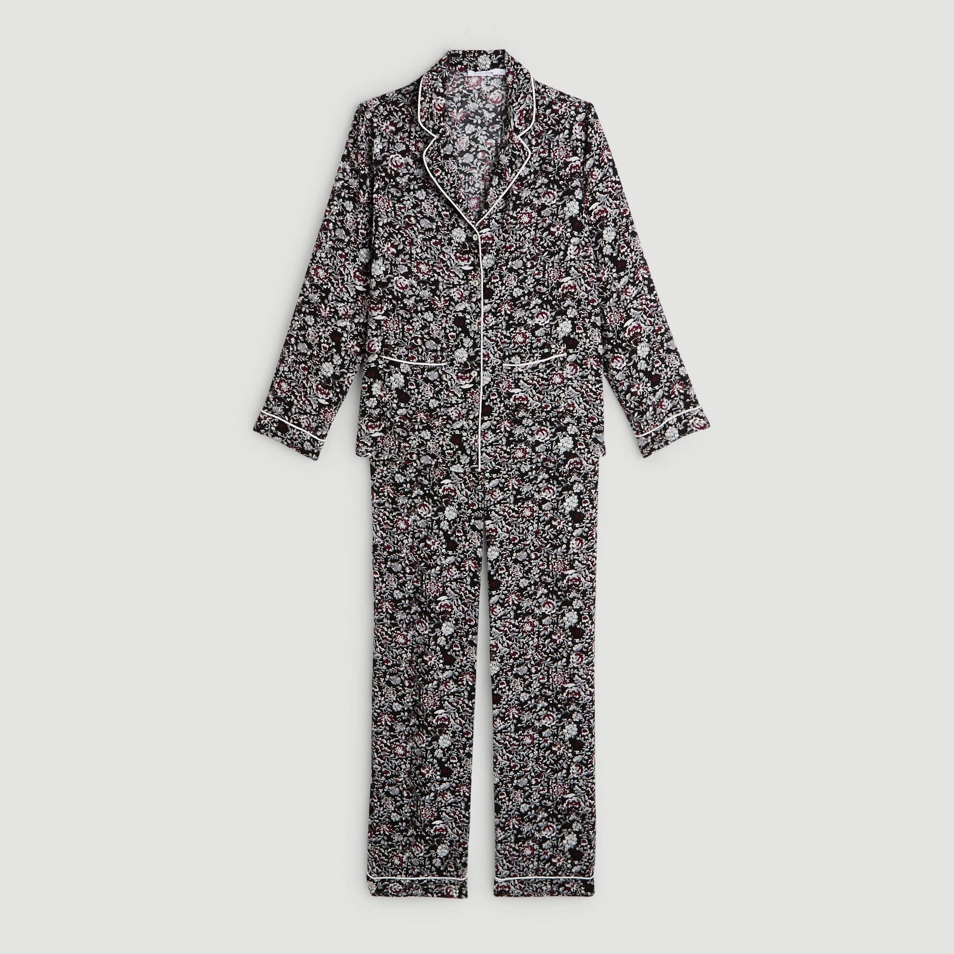 Pyjama manches longues imprime fleurs, Ecru, large image number 2