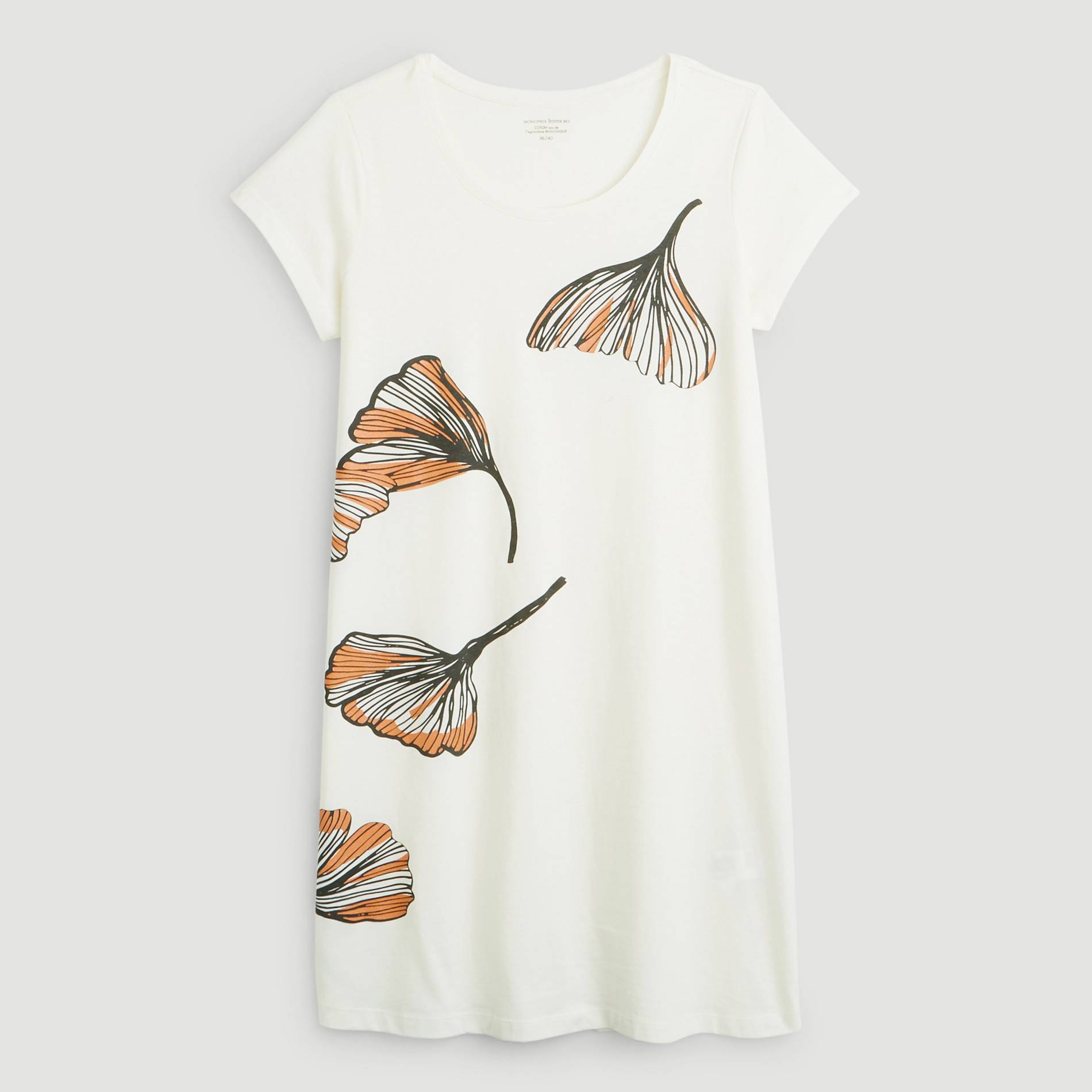 Chemise de nuit imprimee en coton BIO, Ecru, large image number 2.0