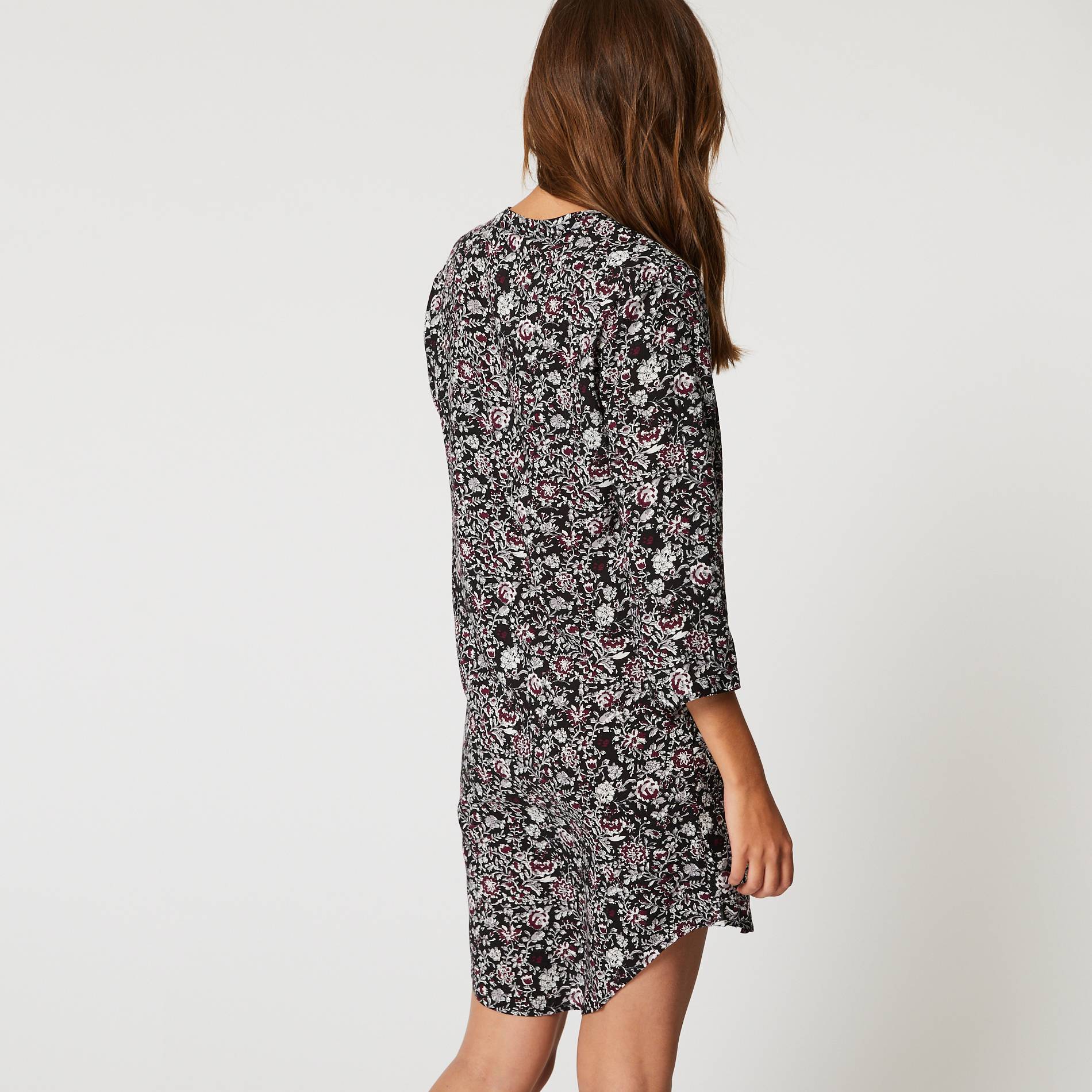 Chemise de nuit en viscose imprimee fleurs, Ecru, large image number 1.0